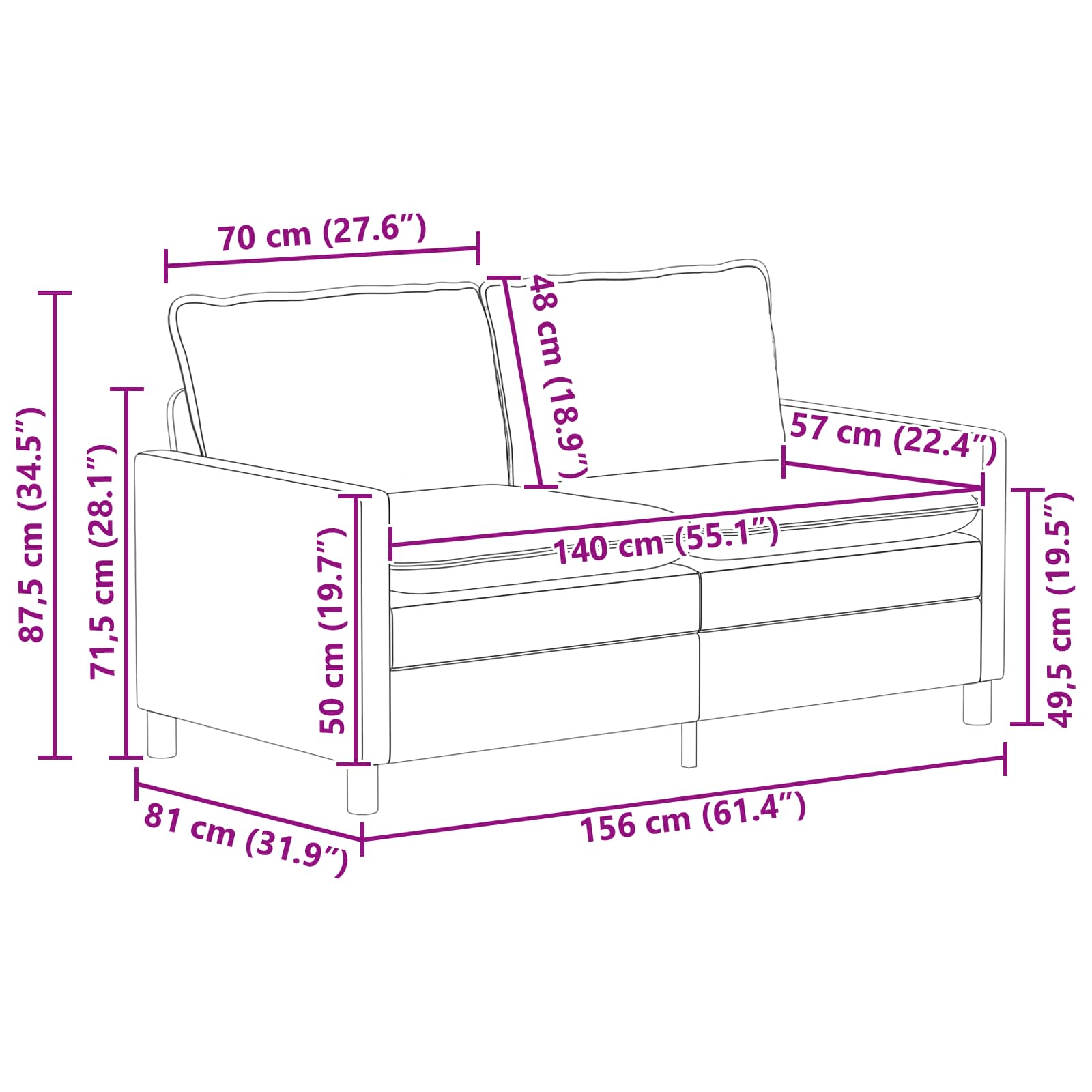 Set sofe 2 pcs Tirkizna Baršun