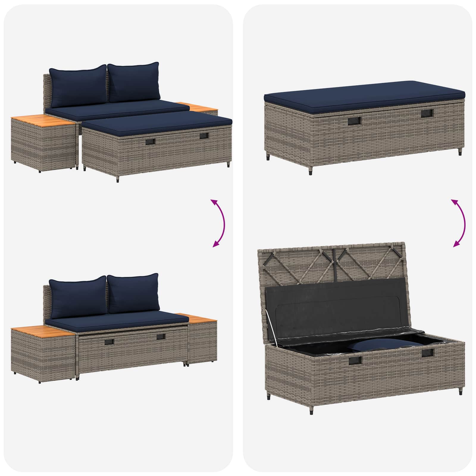 Set vanjskih sofa 4 -Seater 4 pcs 55 x 30 x 39 cm
