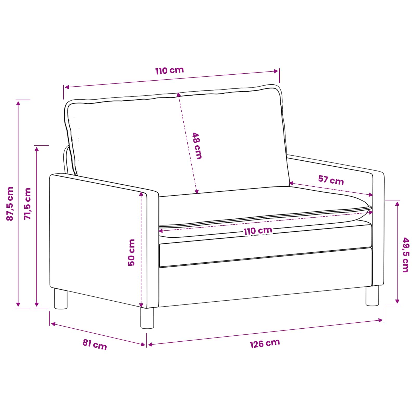 Sofa Crna 126 x 81 x 87,5 cm Poliester