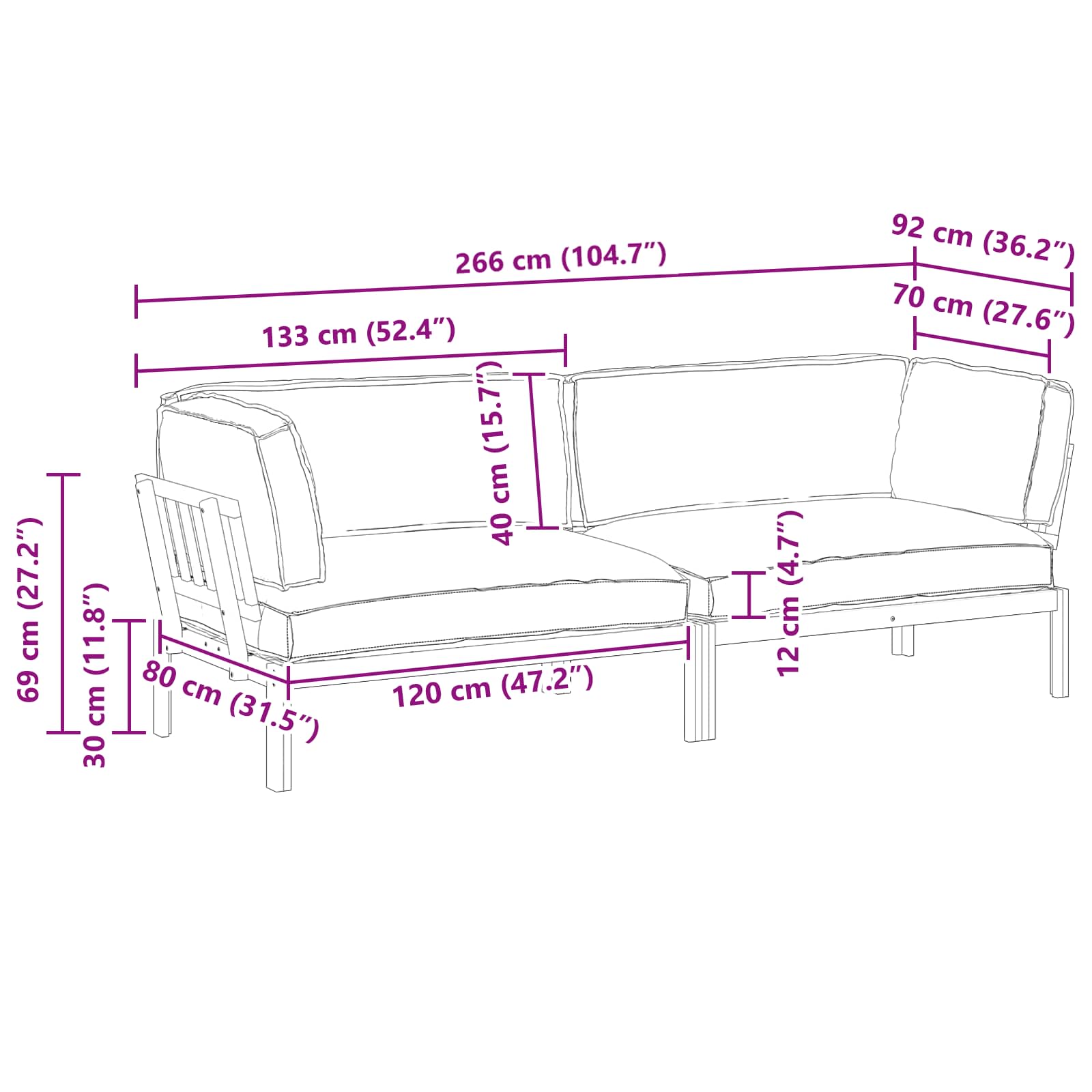 Set sofe s jastukom 2 pcs Sivo-smeđa Čvrsto drvo akacije