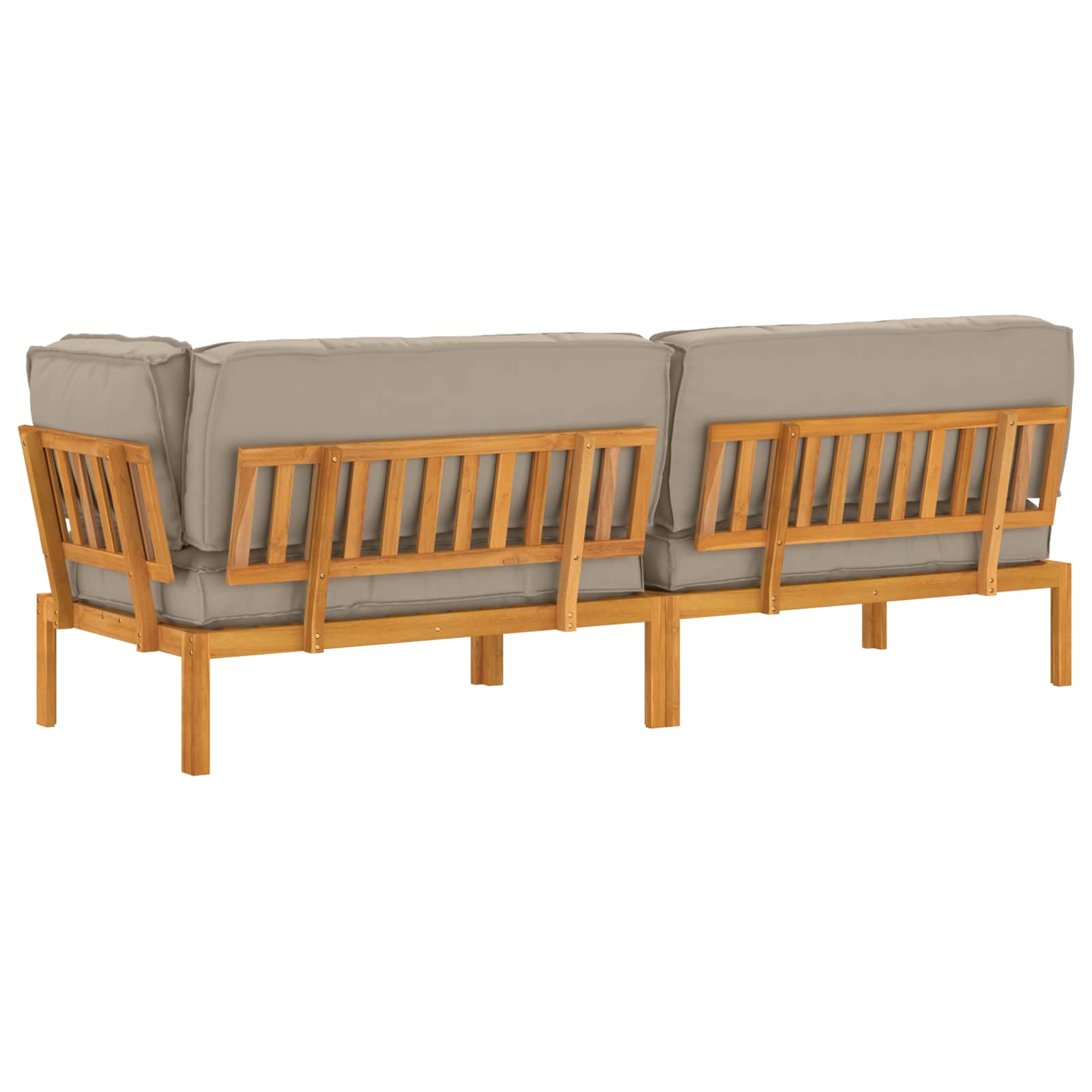 Set sofe s jastukom 3 pcs Sivo-smeđa Čvrsto drvo akacije