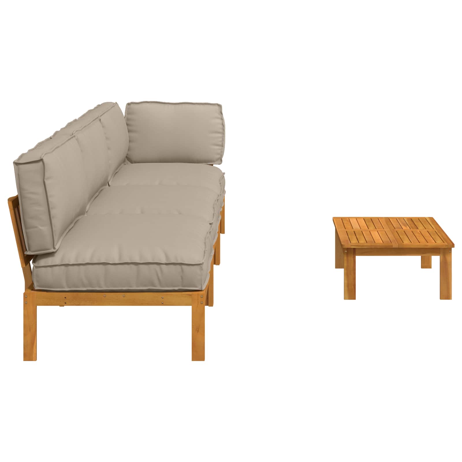 Set sofe s jastukom 4 pcs Sivo-smeđa Čvrsto drvo akacije