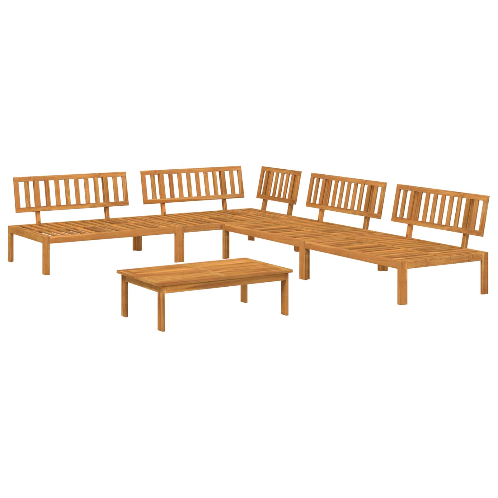 Set sofe s jastukom 5 pcs Sivo-smeđa Čvrsto drvo akacije