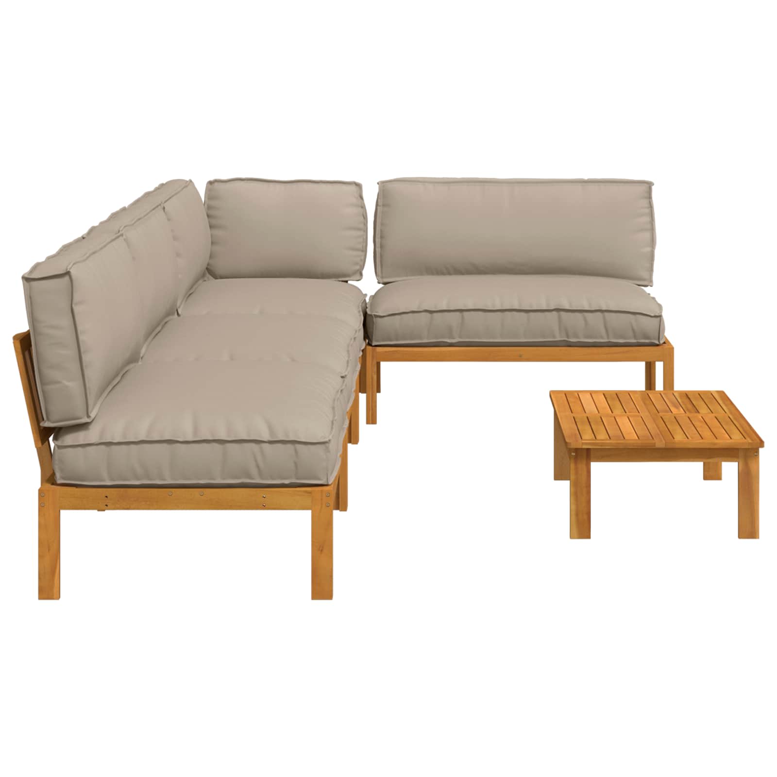 Set sofe s jastukom 5 pcs Sivo-smeđa Čvrsto drvo akacije