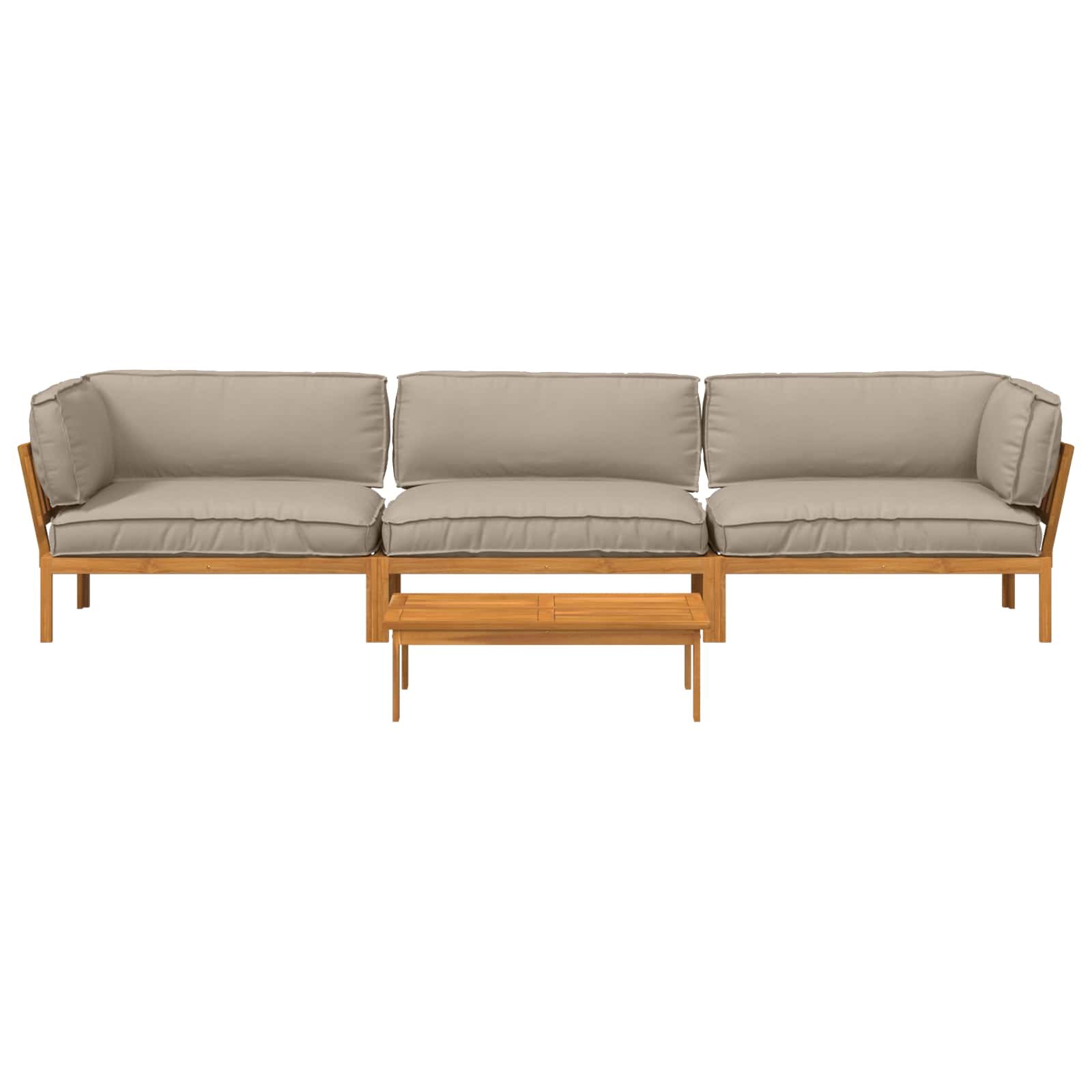 Set sofe s jastukom 4 pcs Sivo-smeđa Čvrsto drvo akacije