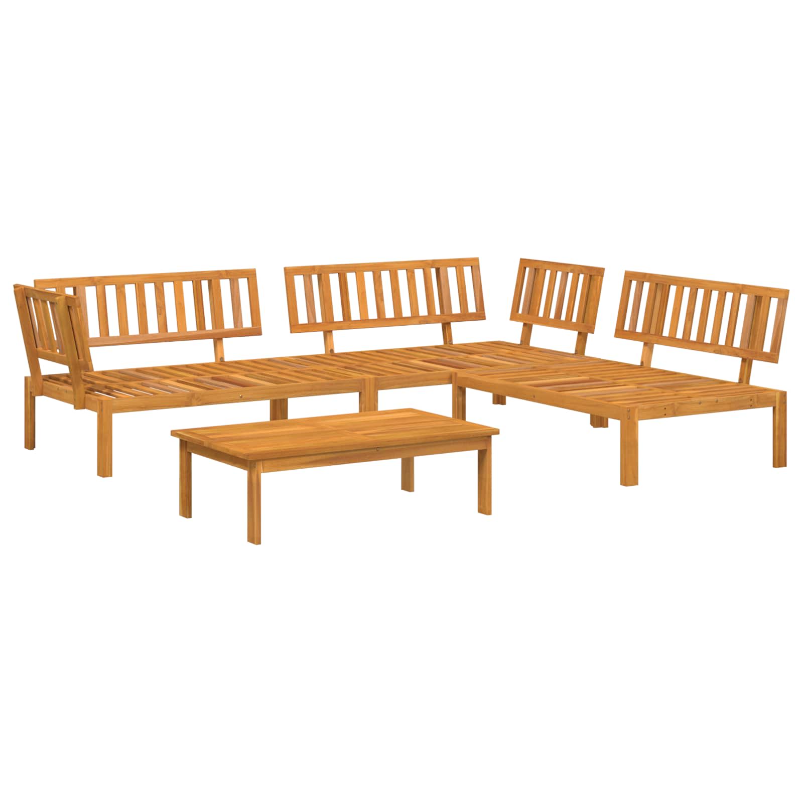 Set sofe s jastukom 4 pcs Sivo-smeđa Čvrsto drvo akacije