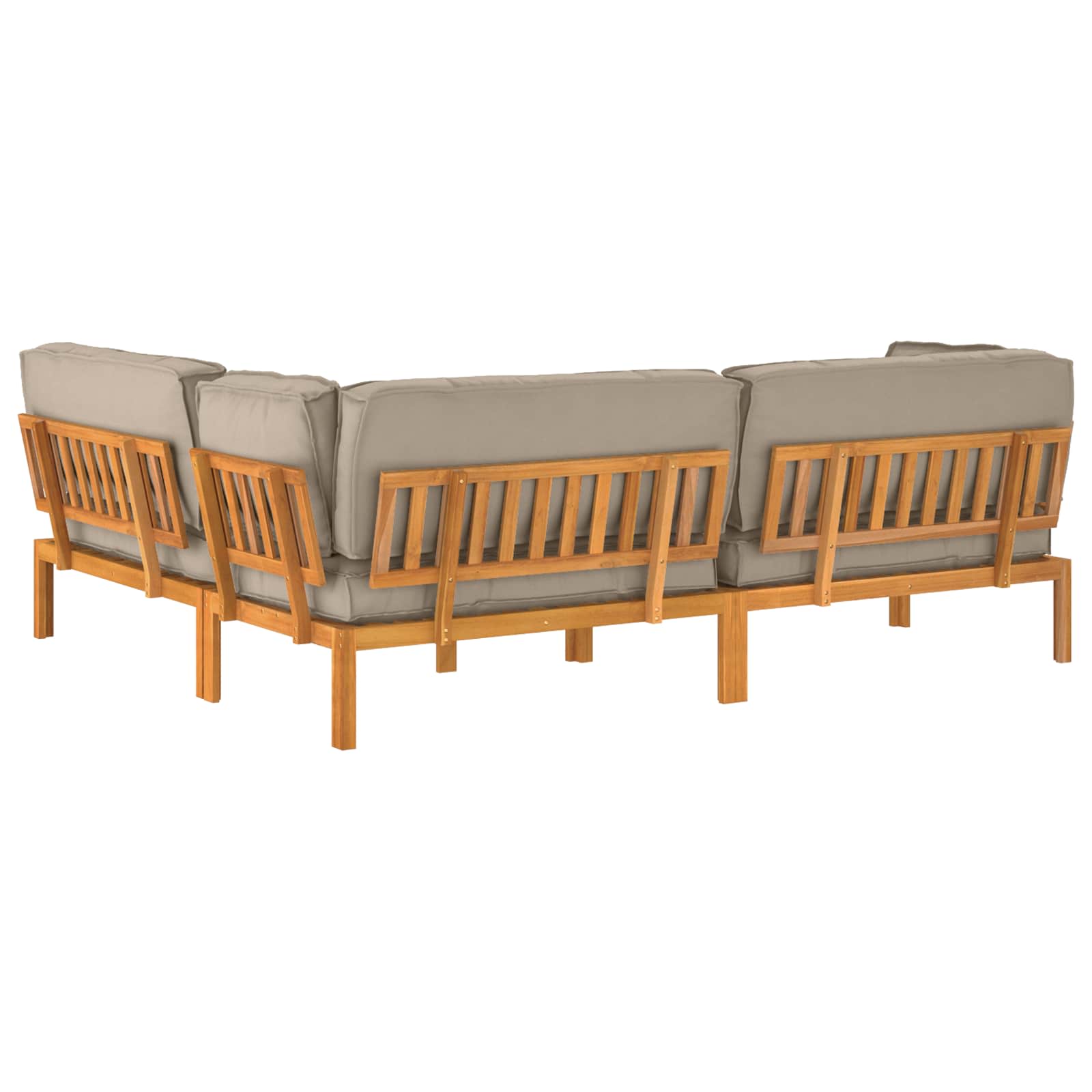 Set sofe s jastukom 4 pcs Sivo-smeđa Čvrsto drvo akacije