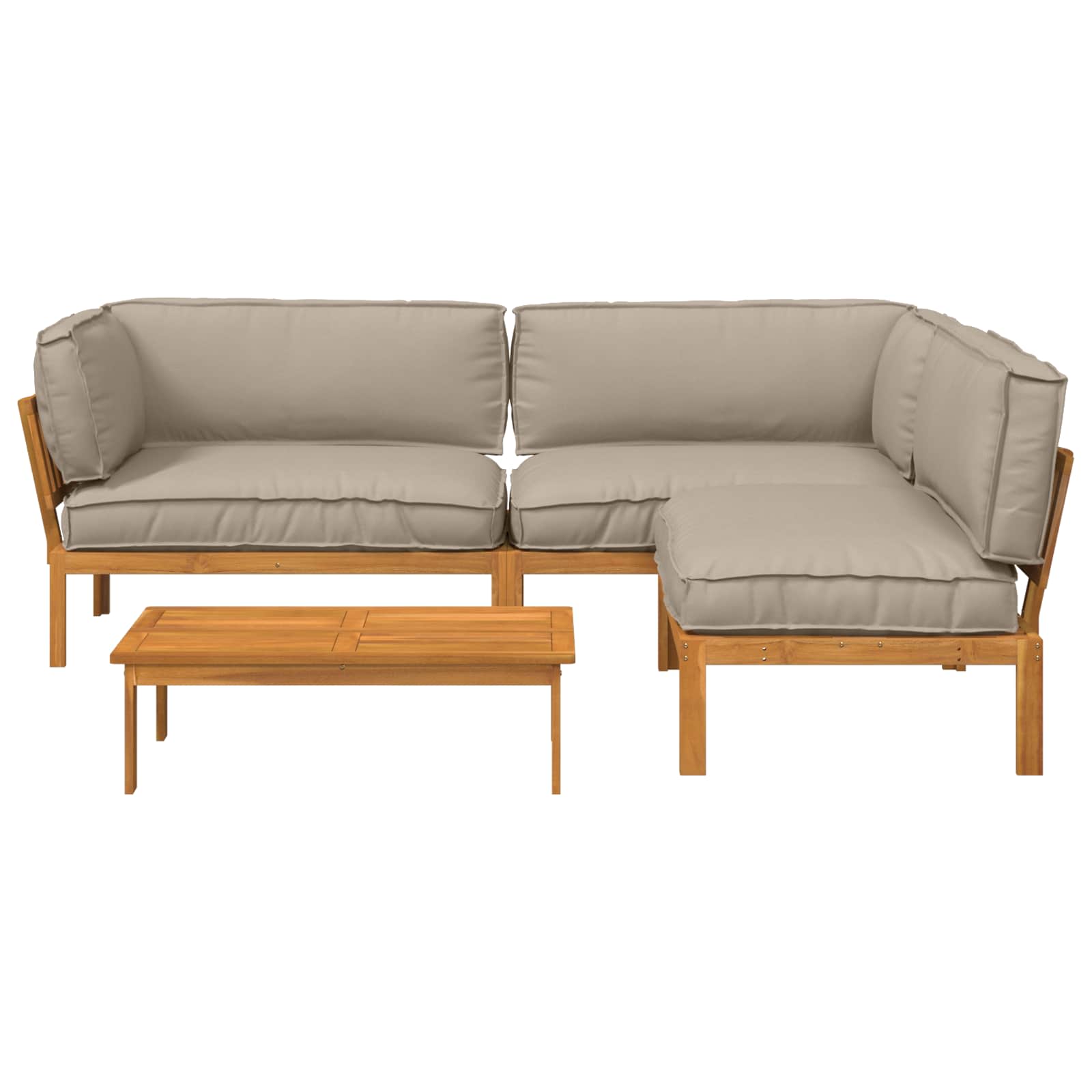 Set sofe s jastukom 4 pcs Sivo-smeđa Čvrsto drvo akacije