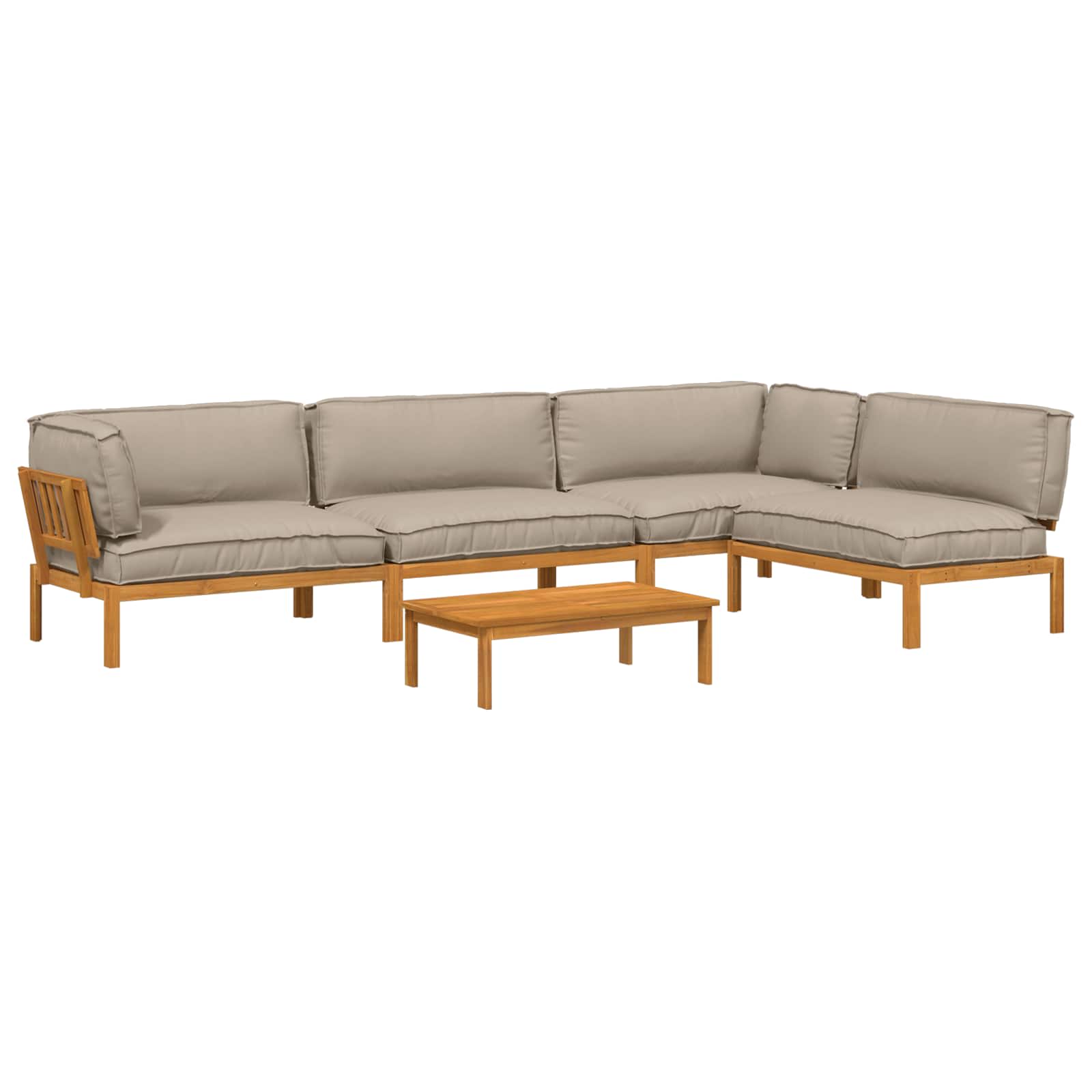 Set sofe s jastukom 5 pcs Sivo-smeđa Čvrsto drvo akacije