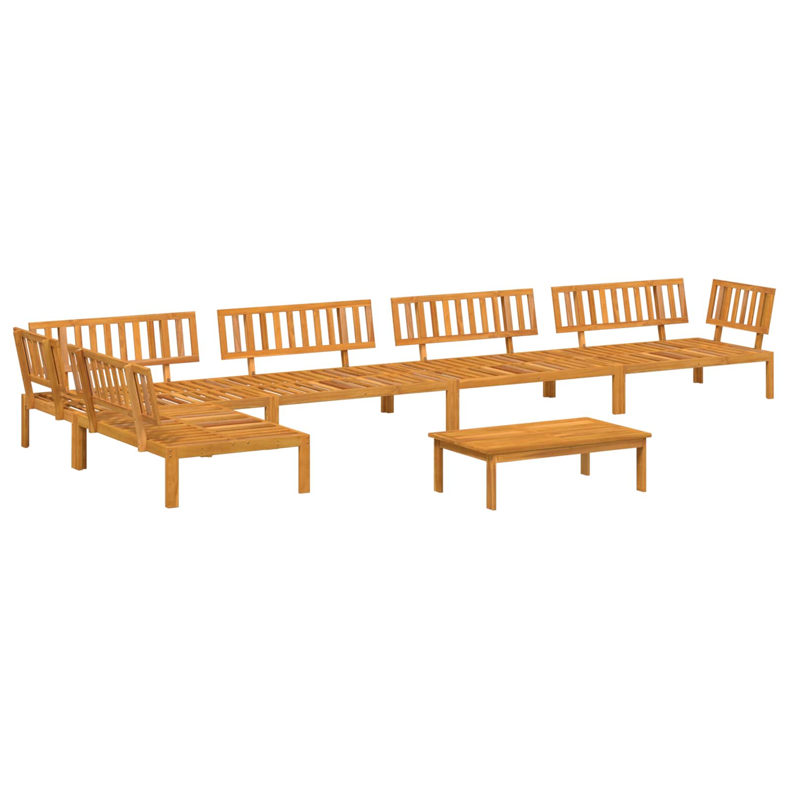 Set sofe s jastukom 6 pcs Sivo-smeđa Čvrsto drvo akacije