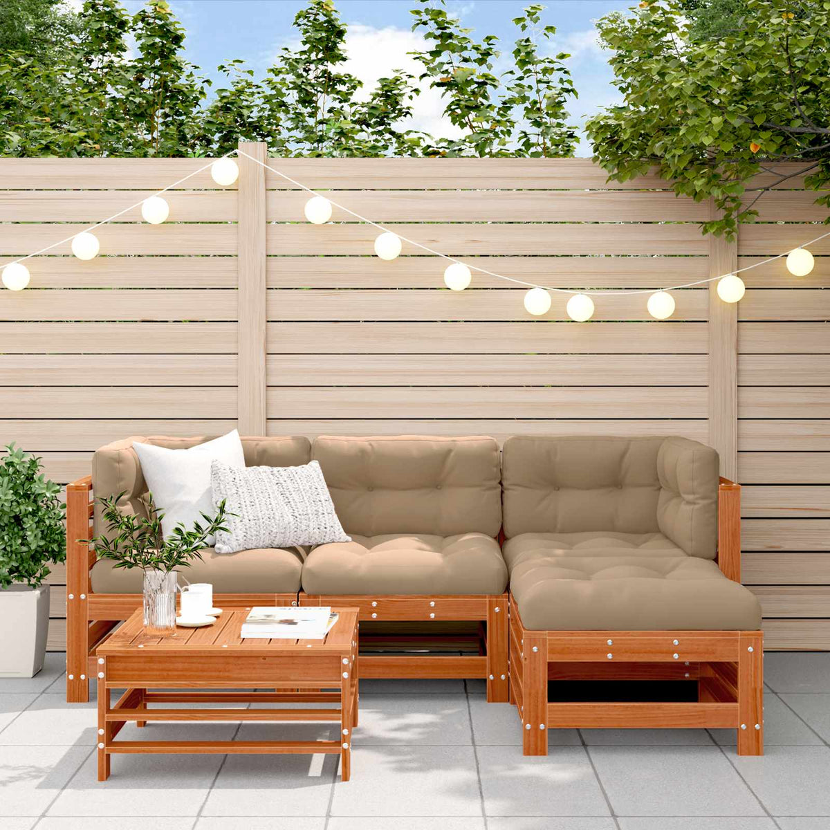 Set lounge namještaja za vrt 5 kom. Voštanosmeđa 184,5 x 121 x 60 cm