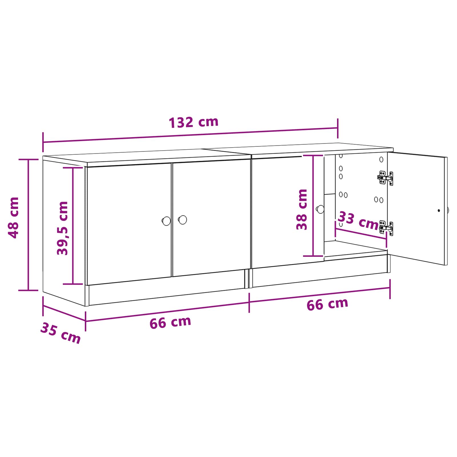 Ormarić za krevet s pohranom 2 pcs Bijela 66 x 35 x 48 cm