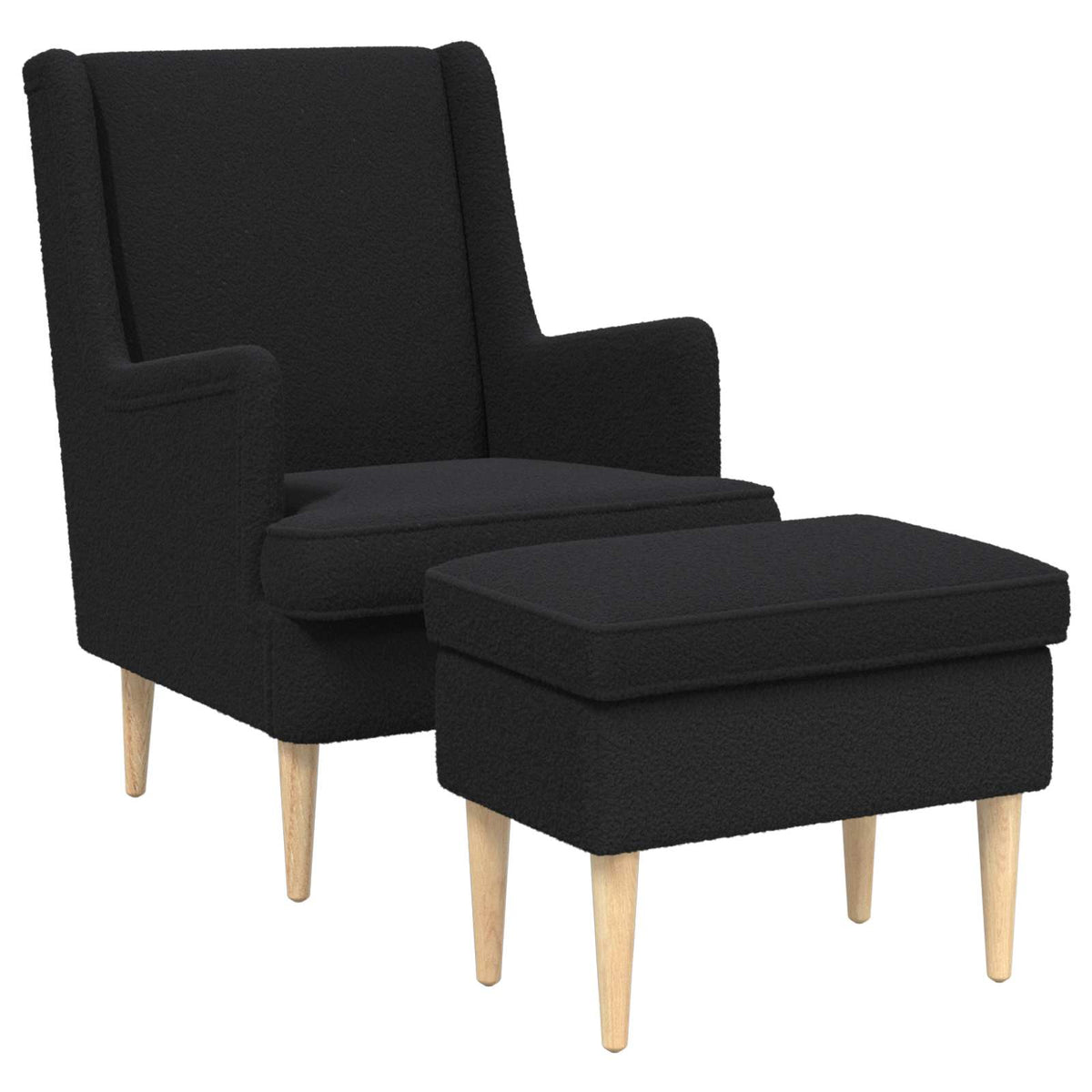 Fotelja s footstoolom 2 kom. Crna Bouclé 79 x 79 x 87,5 cm