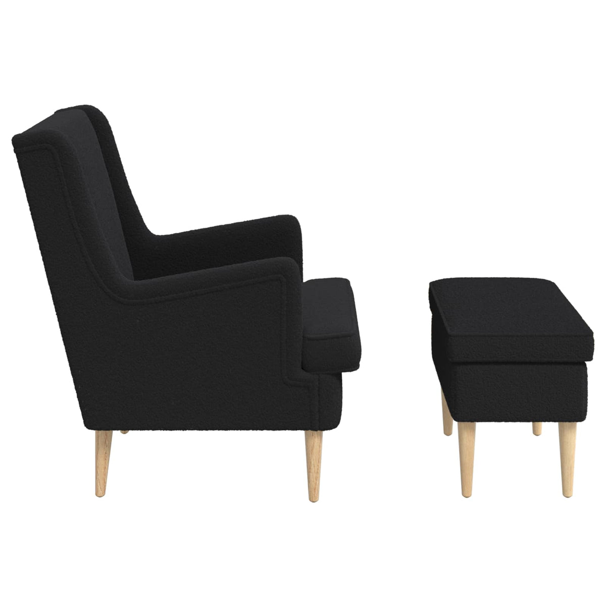 Fotelja s footstoolom 2 kom. Crna Bouclé 79 x 79 x 87,5 cm