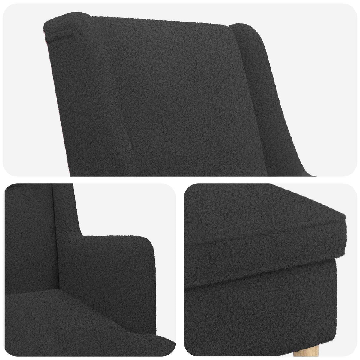 Fotelja s footstoolom 2 kom. Tamnosiva Bouclé 60 x 79 x 87,5 cm