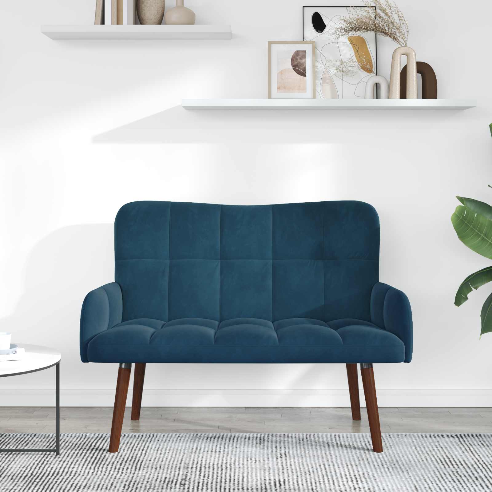 Sofa za dvije osobe Plava 115 x 61 x 87 cm Baršun