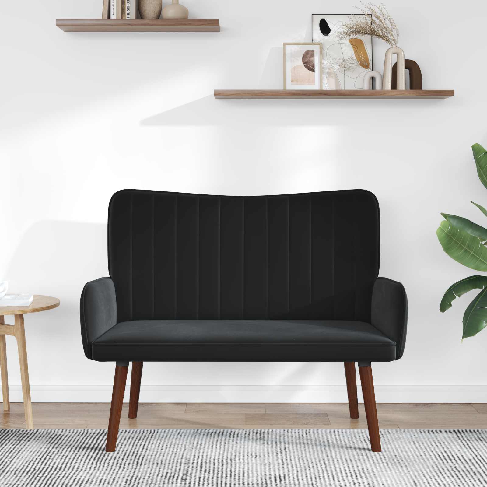 Sofa za dvije osobe Crna 115 x 61 x 87 cm Baršun