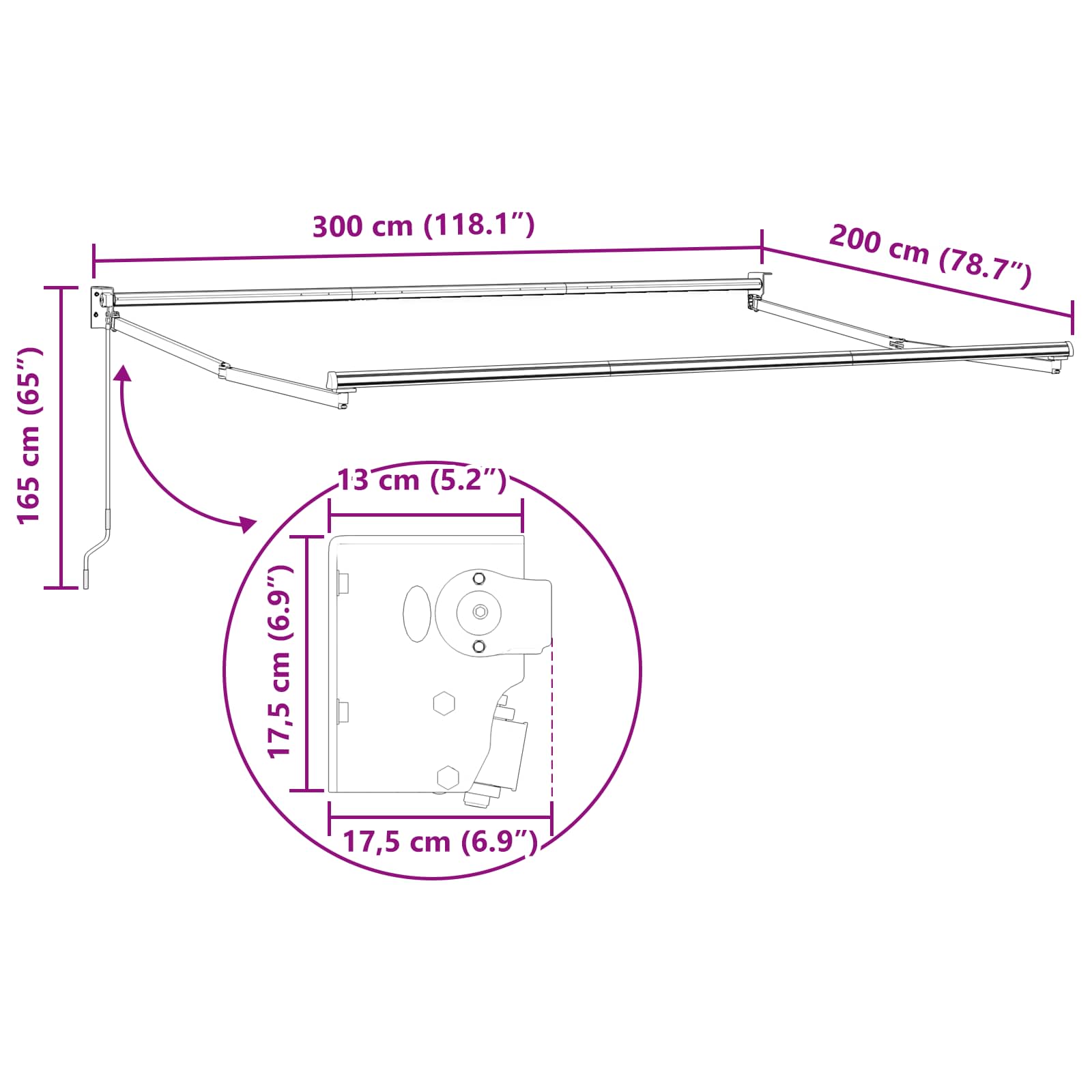 Povlačivi tende Smeđa 3 x 2 m 100% Poliester i Aluminij