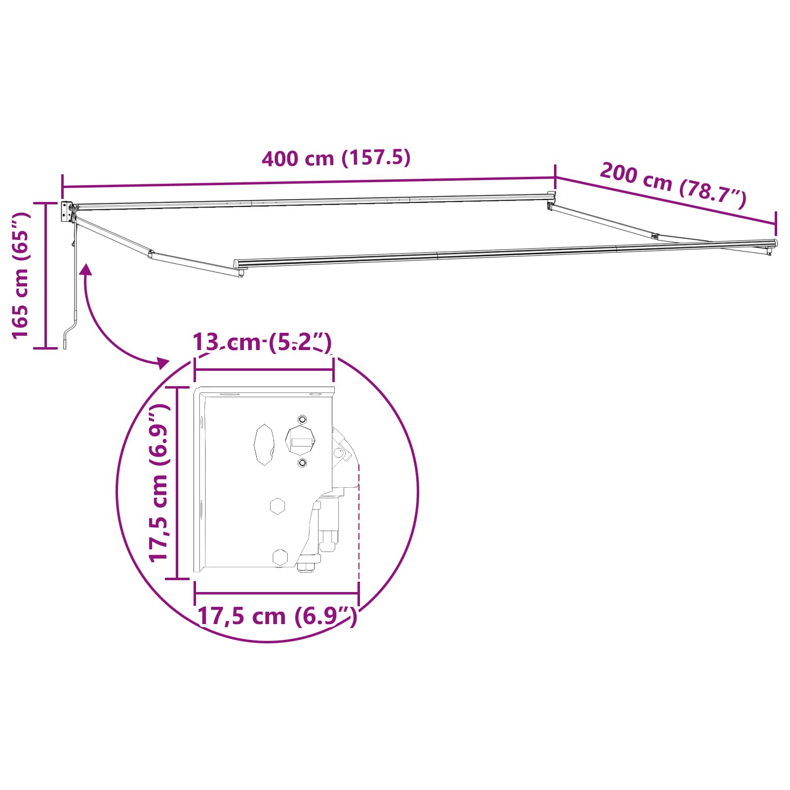 Nadstrešnica Antracit 4 x 2 m Poliester i metal
