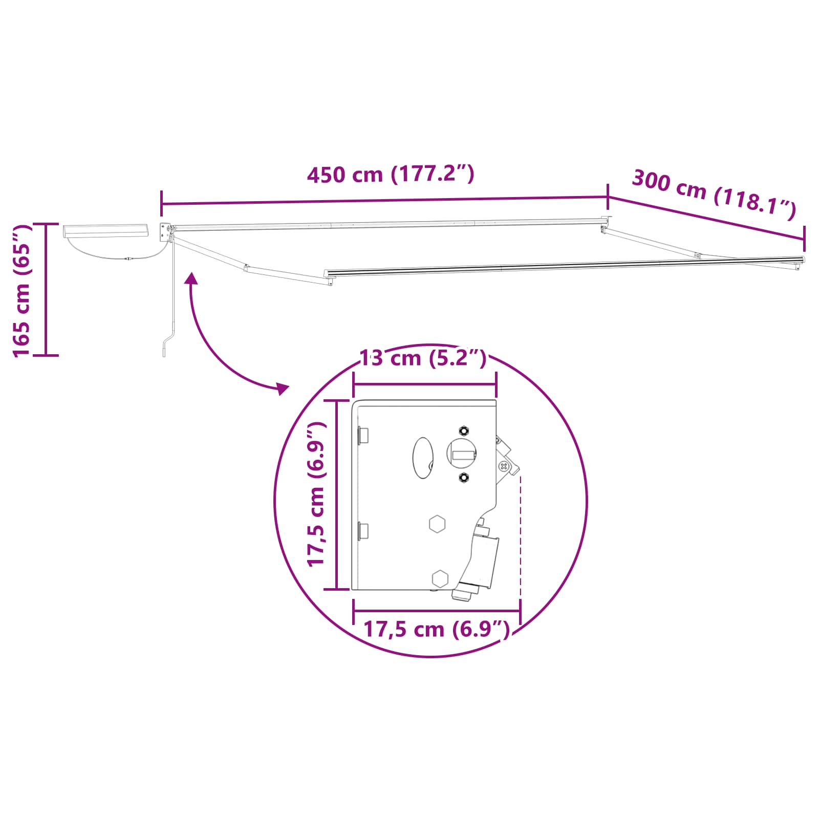 Električna retraktabilna tenda 4,5 × 3 m