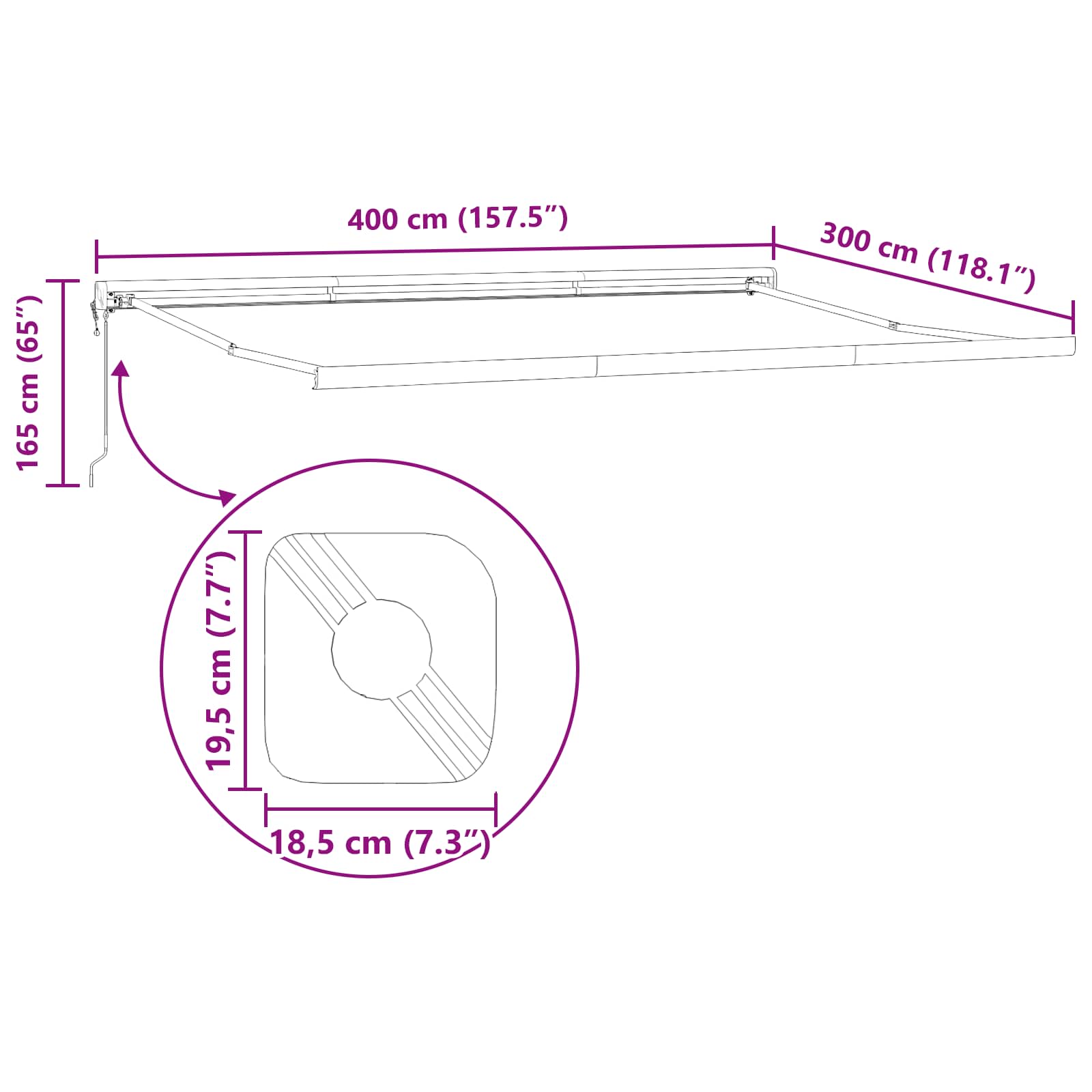Skrovita tenda Zelena i žuta 4 × 3 m Platno i Aluminij