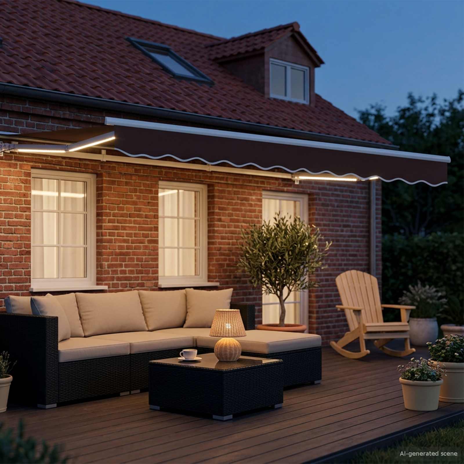 Ručni okvir tende s LED-ima Smeđa i bijela 3 x 2 m