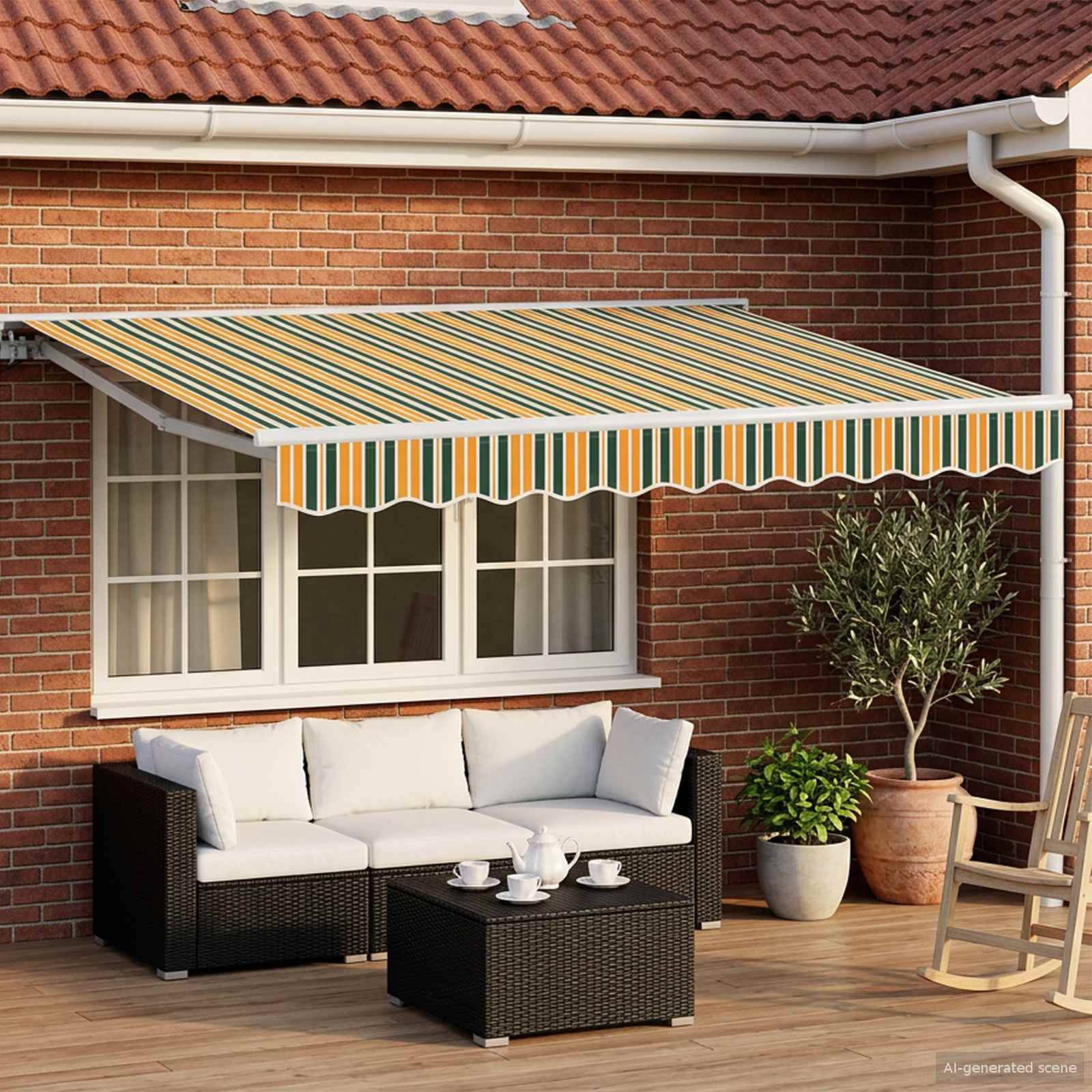 Električna retraktabilna tenda Zelena i žuta 3,5 x 2,5 m