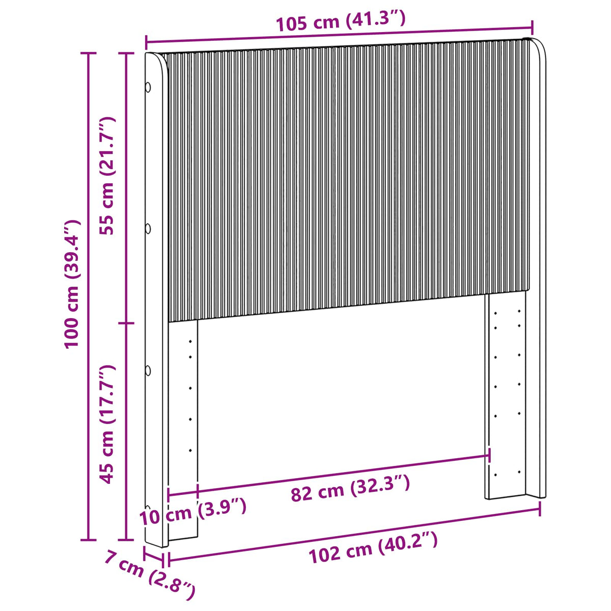 Uzglavlje Bijela Konstruirano drvo 100 cm