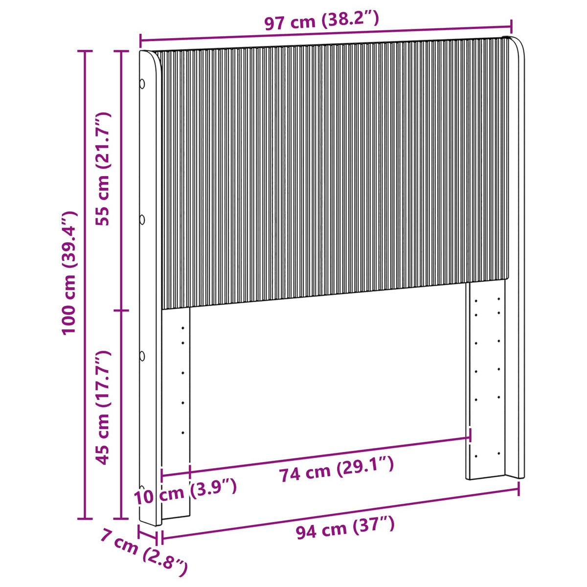 Uzglavlje Betonska siva Konstruirano drvo 97 x 7 x 100cm