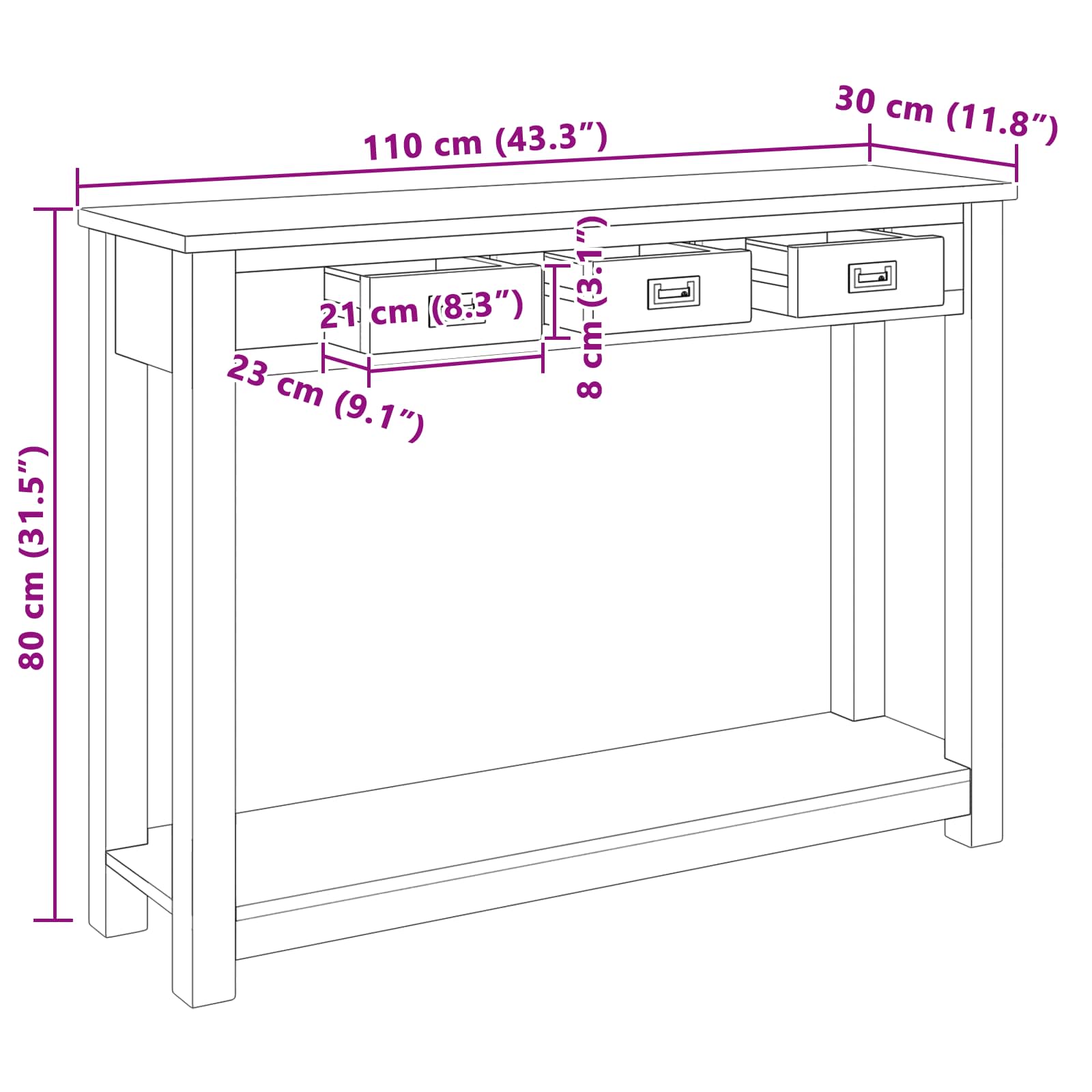 Konzolna stolica Prirodna 110 x 30 x 80 cm Čvrsto teak drvo