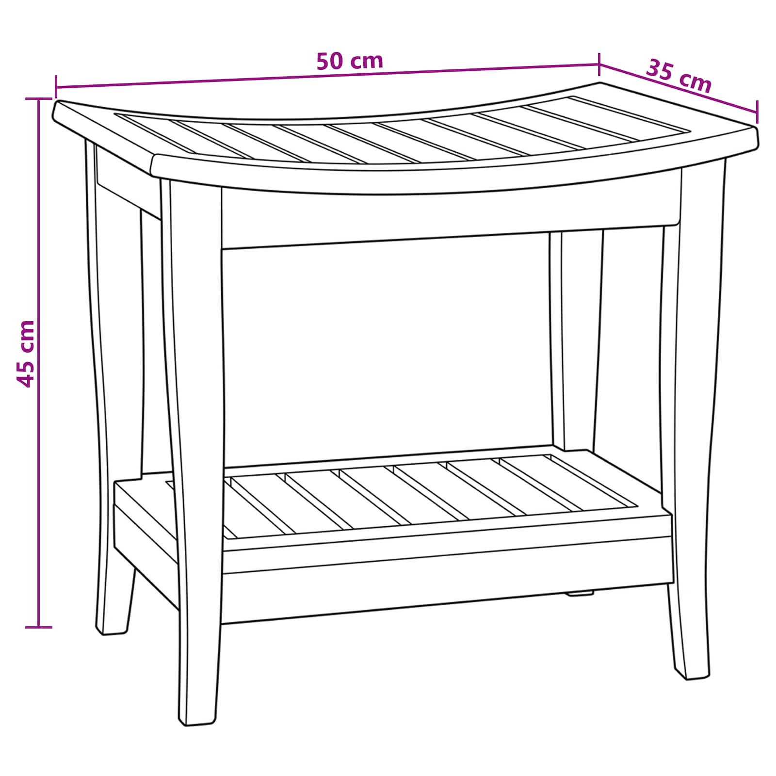 Stolić za kupatilo Prirodna 50 x 35 x 45 cm Čvrsto teak drvo