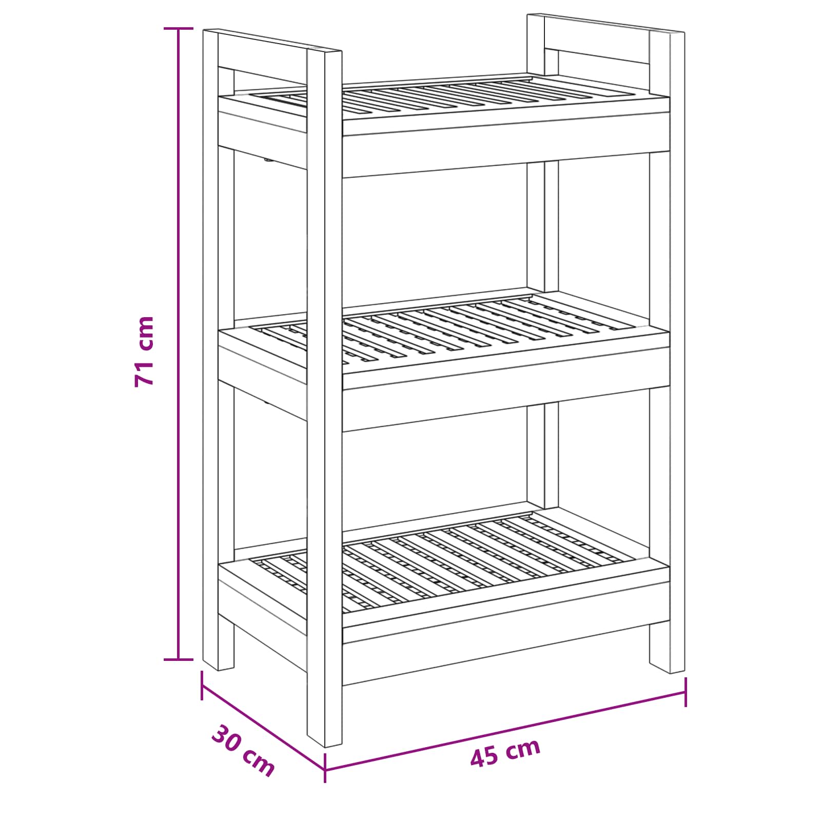 Polica za kupaonicu Prirodna 45 x 30 x 71 cm Čvrsto teak drvo