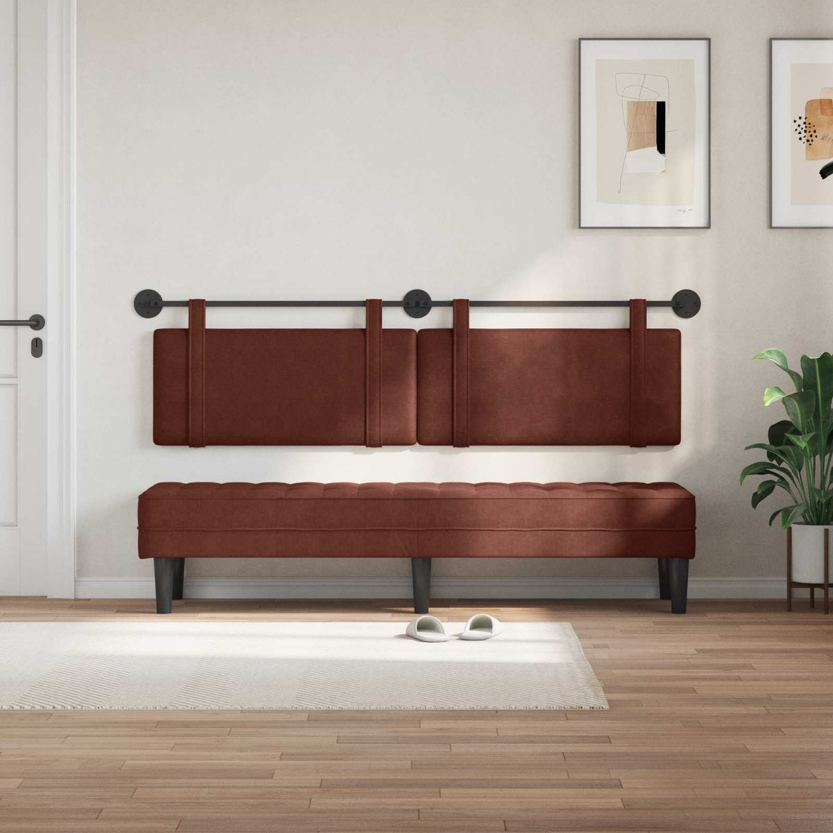 Viseće uzglavlje kreveta Sjajno smeđa Antikni PU 170 x 55 x 5 cm