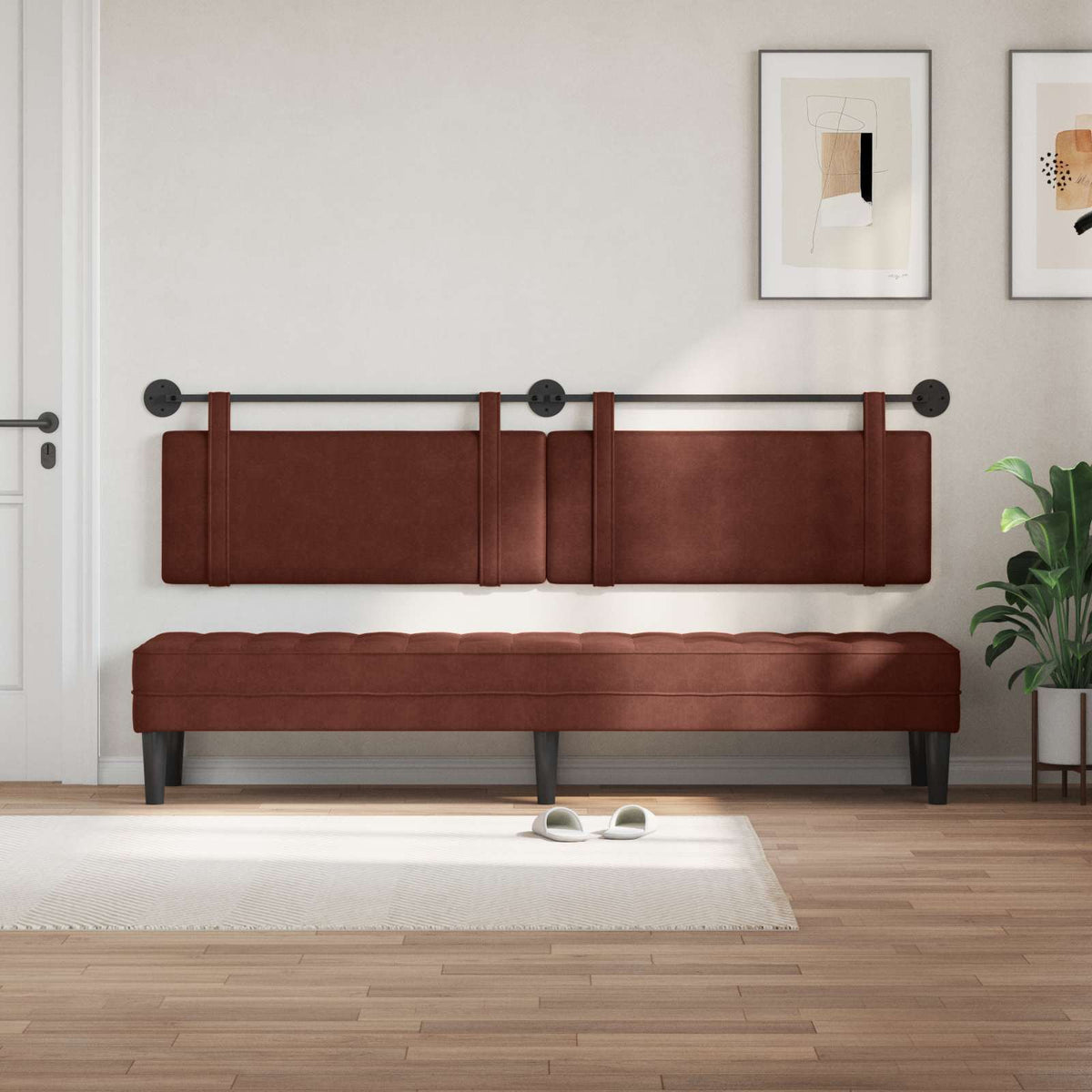 Viseće uzglavlje kreveta Sjajno smeđa Antikni PU 210 x 55 x 5 cm