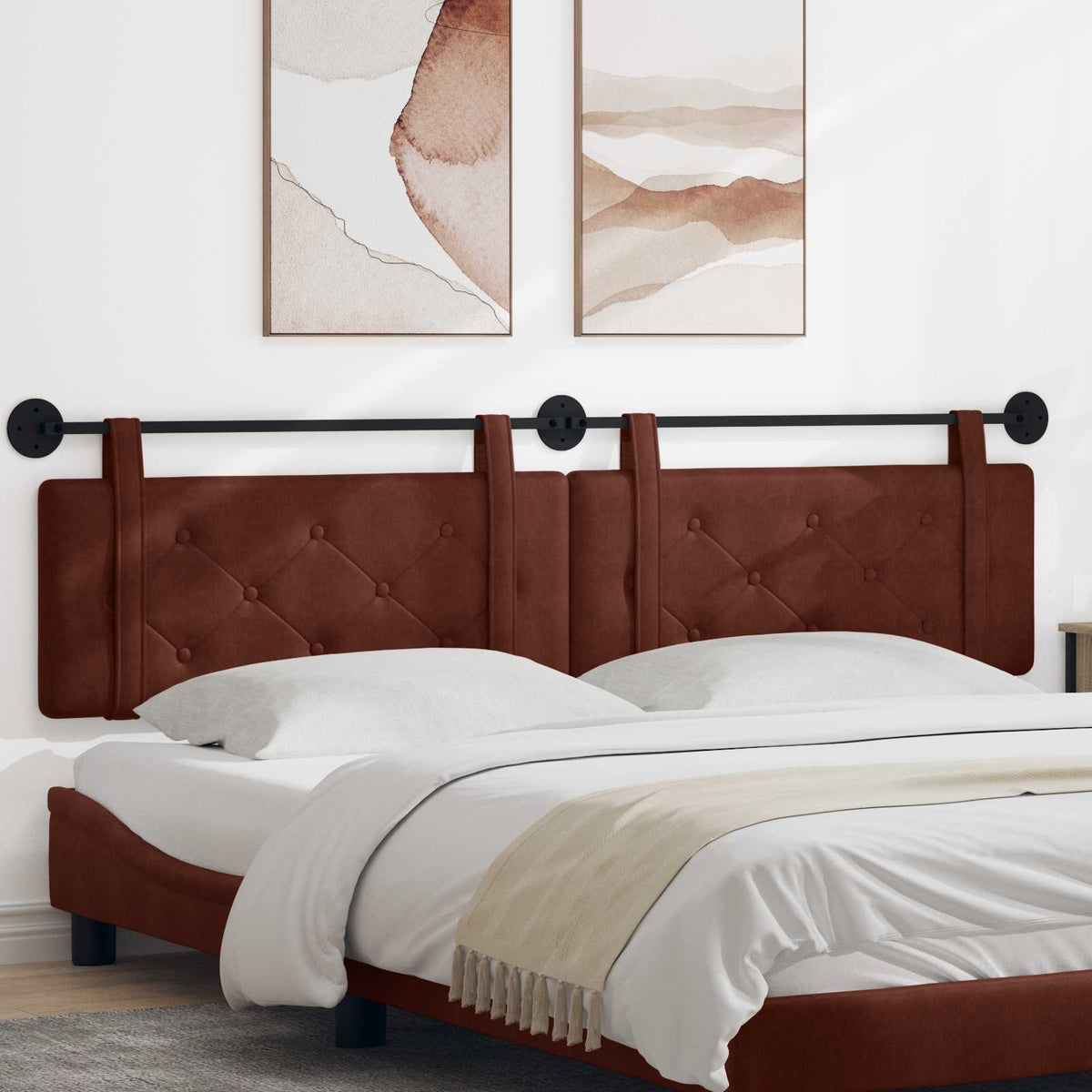 Viseće uzglavlje kreveta Sjajno smeđa Antikni PU Sienna 210 x 55 x 5 cm