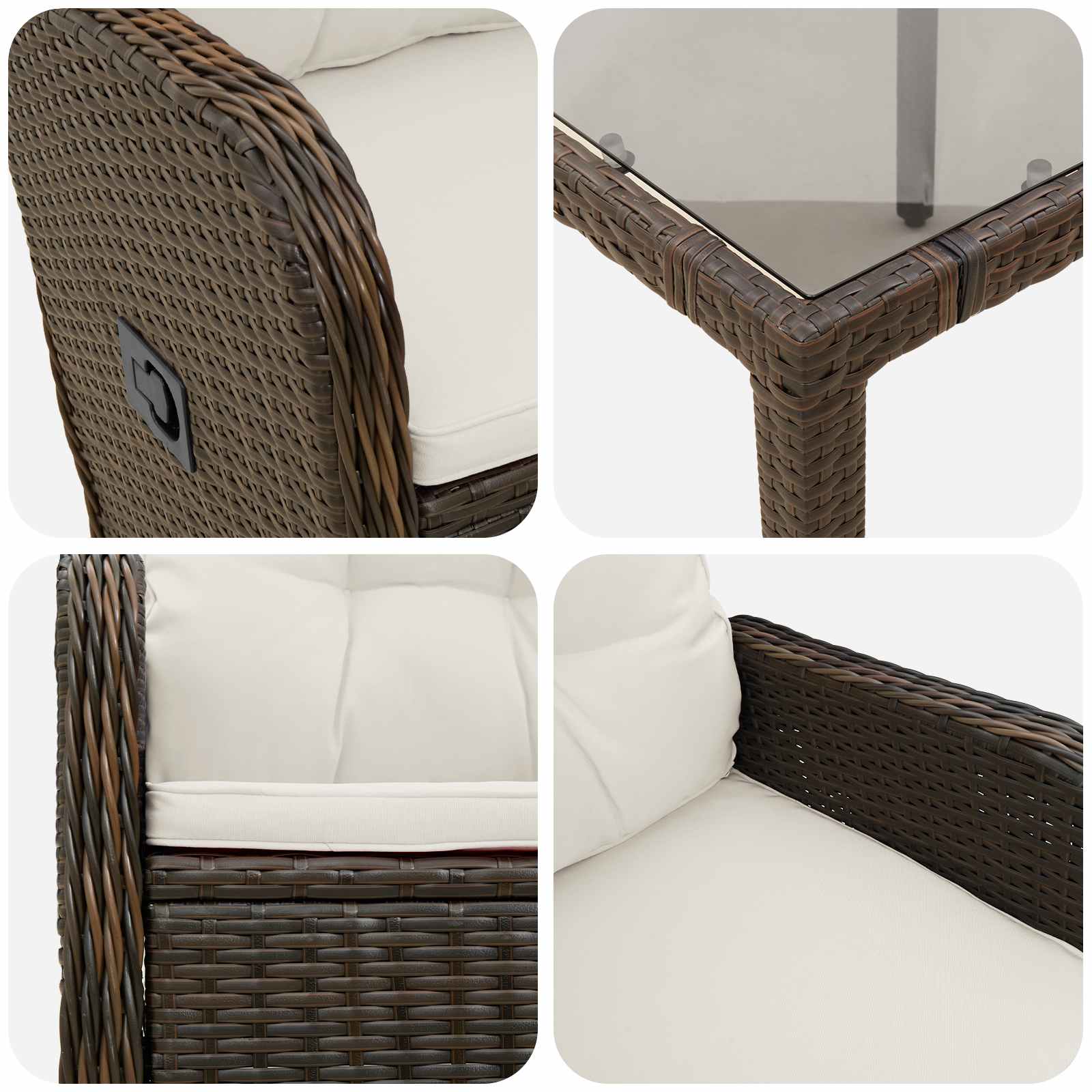 Vanjski set za objedovanje 5 pcs Smeđa i krem bijela