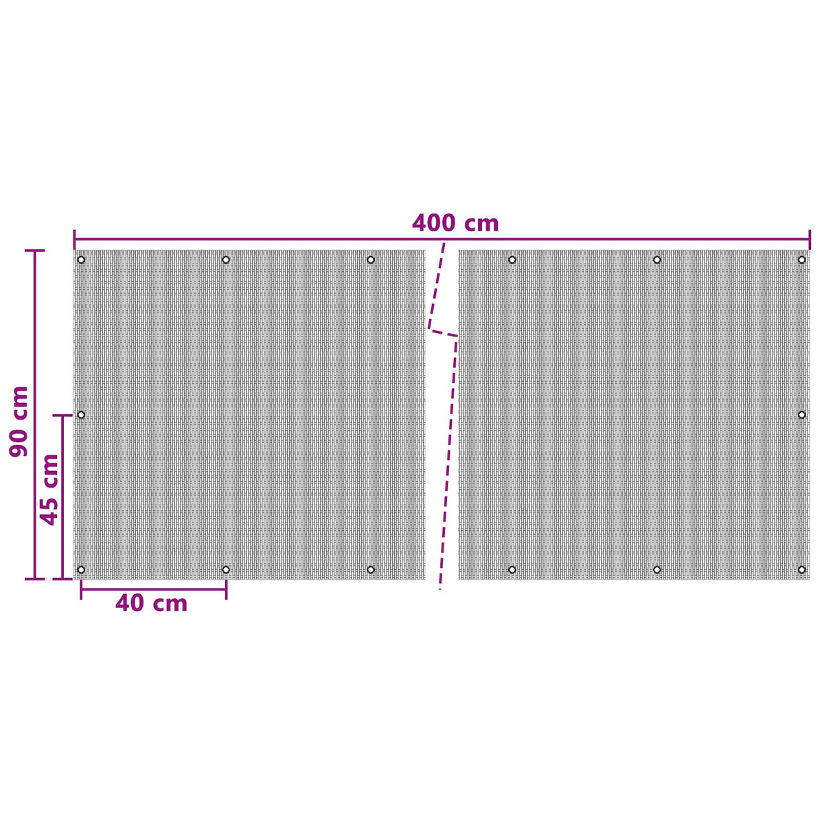 Ekran za balkon s rupama 400 x 90 cm poliratan Crna