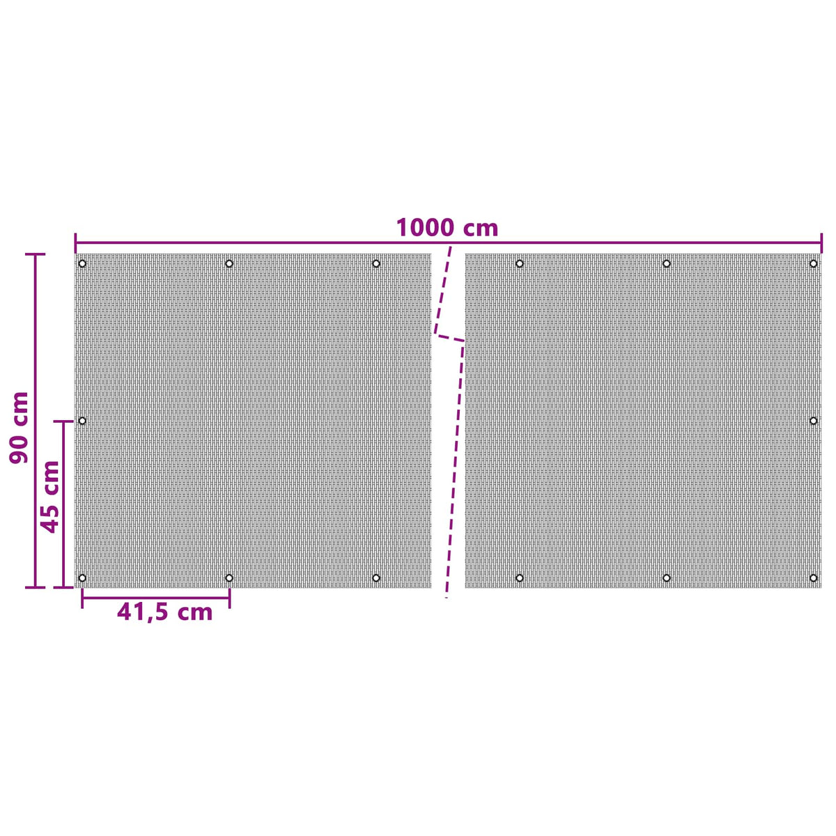 Ekran za balkon s rupama 1000 x 90 cm poliratan Crna