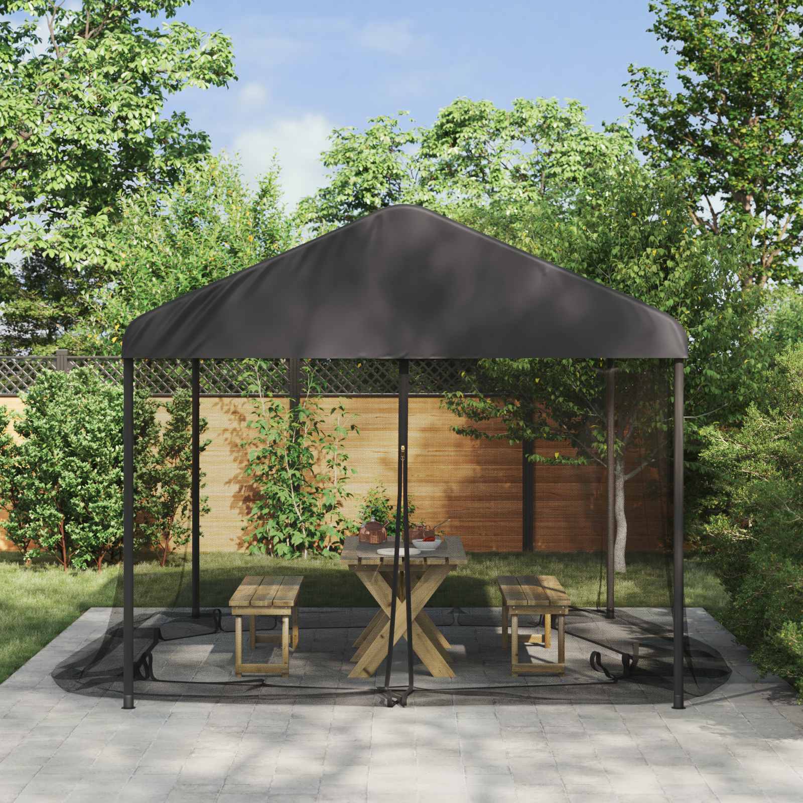 Mreža protiv komaraca za gazebo 220 mesh Crna 3,6 x 3,6 x 2 m