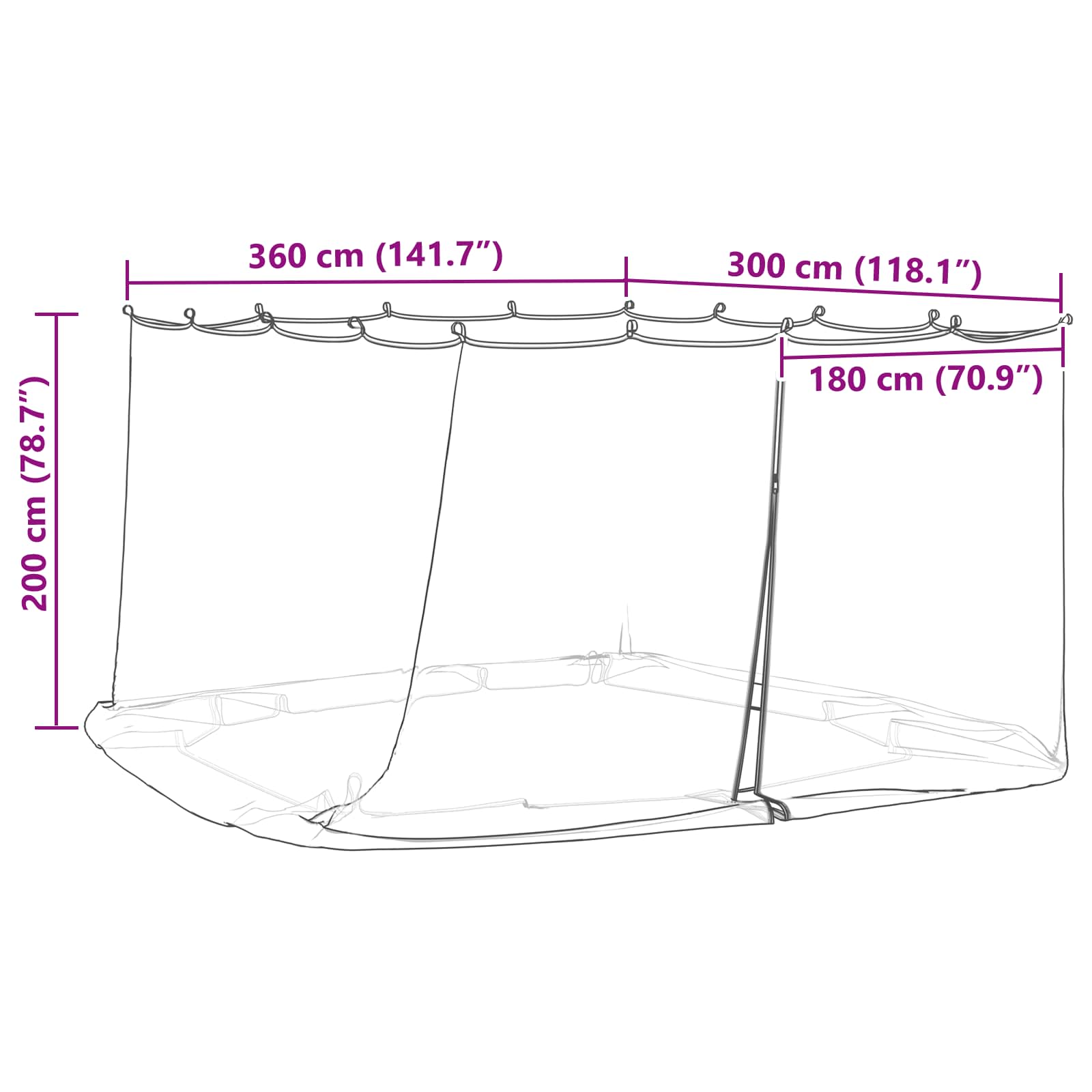 Mreža protiv komaraca za gazebo 220 mesh Bijela 3,6 x 3 x 2 cm