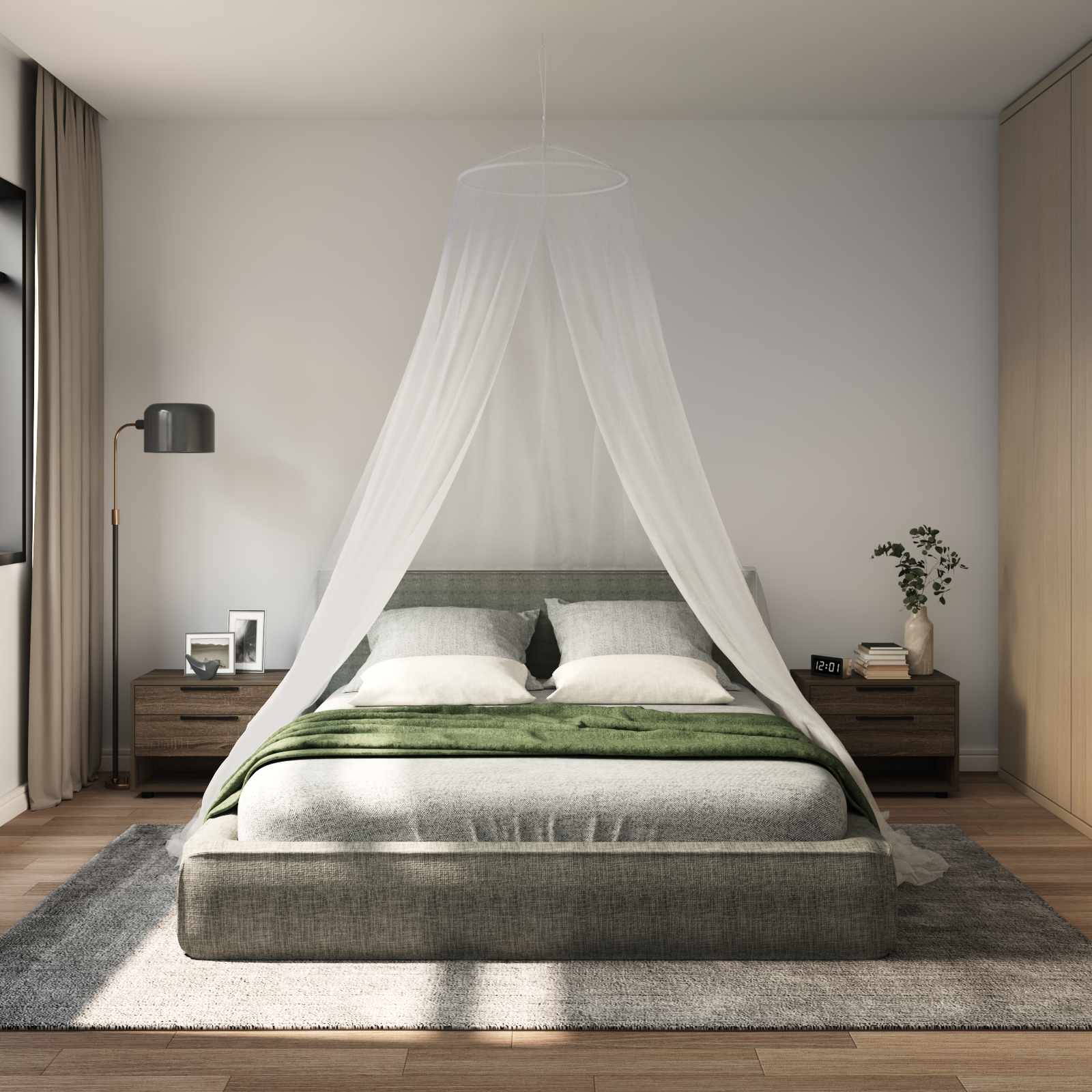 Mreža za komarce za krevet 3 pcs 156 mesh Bijela Ø56 x 220 cm