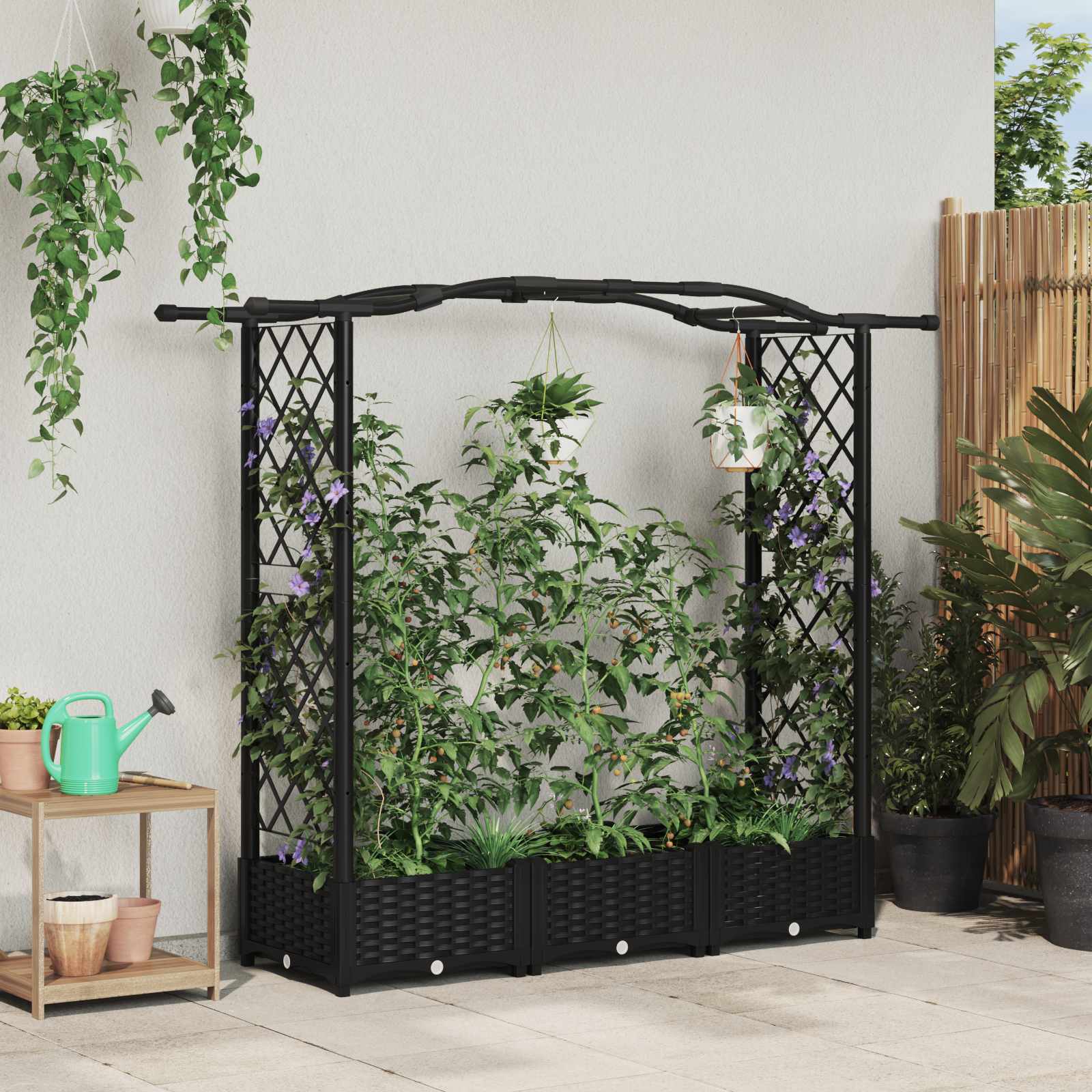 Povišeni krevet s mrežom i krovom Crna 169 x 40 x 125 cm PP