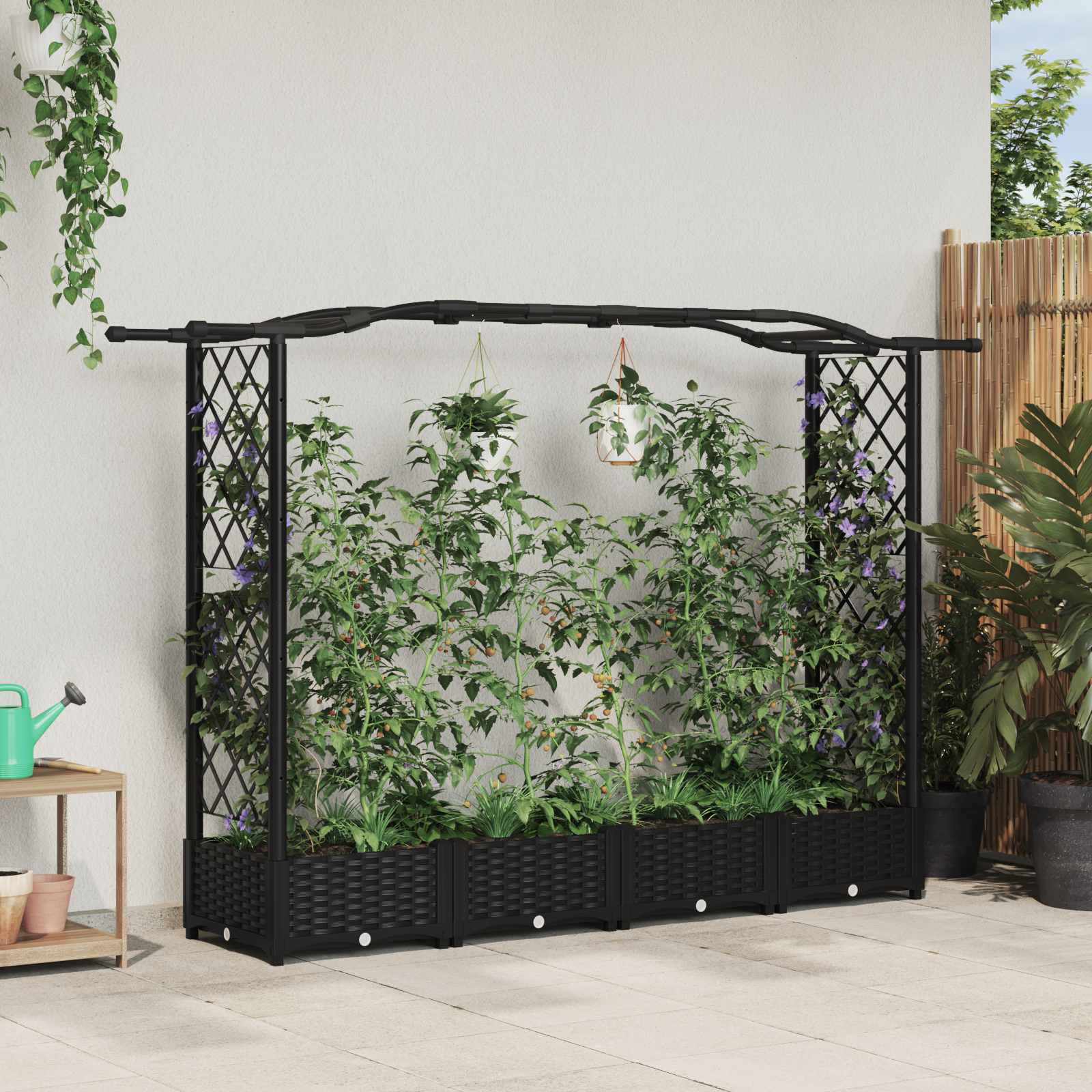 Povišeni krevet s mrežom i krovom Crna 207 x 40 x 126 cm PP