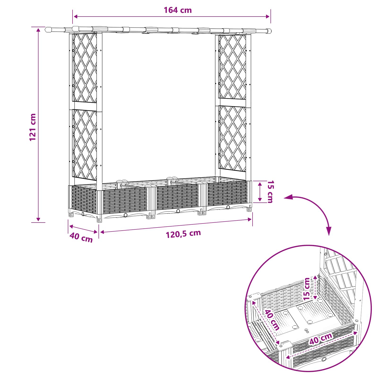 Povišeni krevet s mrežom i krovom Crna 164 x 40 x 123 cm PP