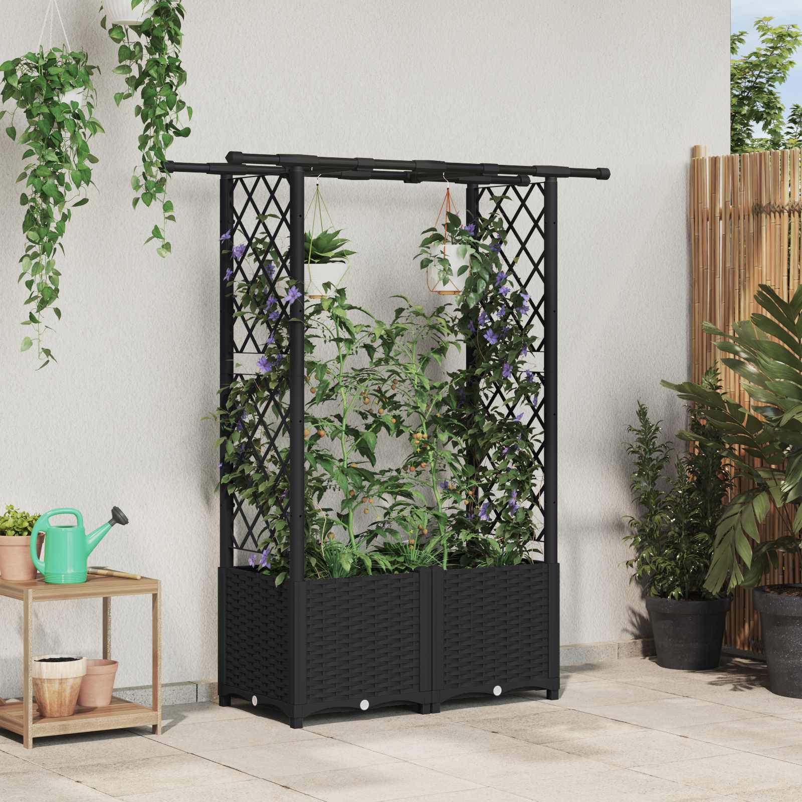 Povišeni krevet s mrežom i krovom Crna 124,5 x 40 x 138 cm PP