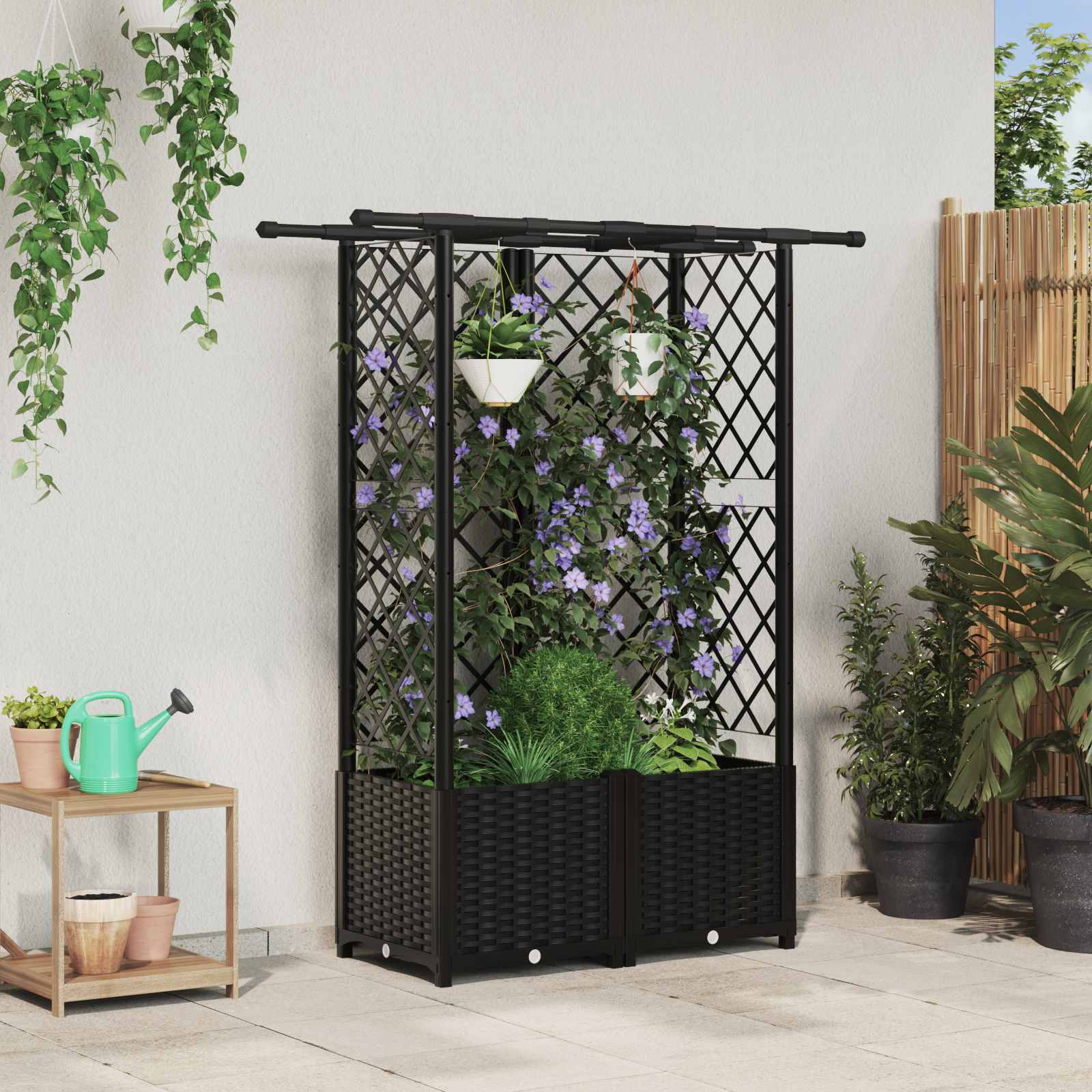 Povišeni krevet s mrežom i krovom Crna 124 x 40 x 138 cm PP