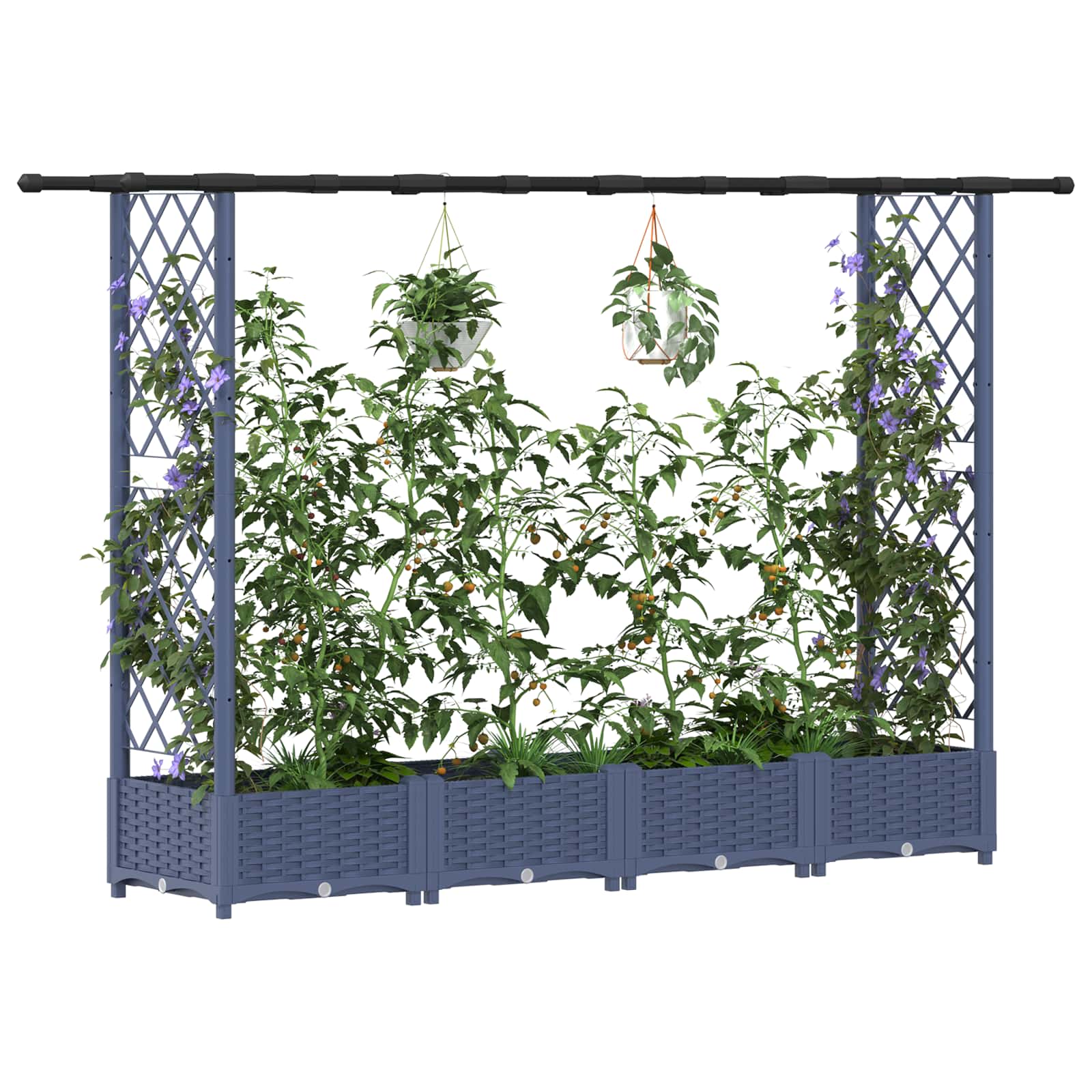 Povišeni krevet s mrežom i krovom Sivi 203 x 40 x 123 cm PP
