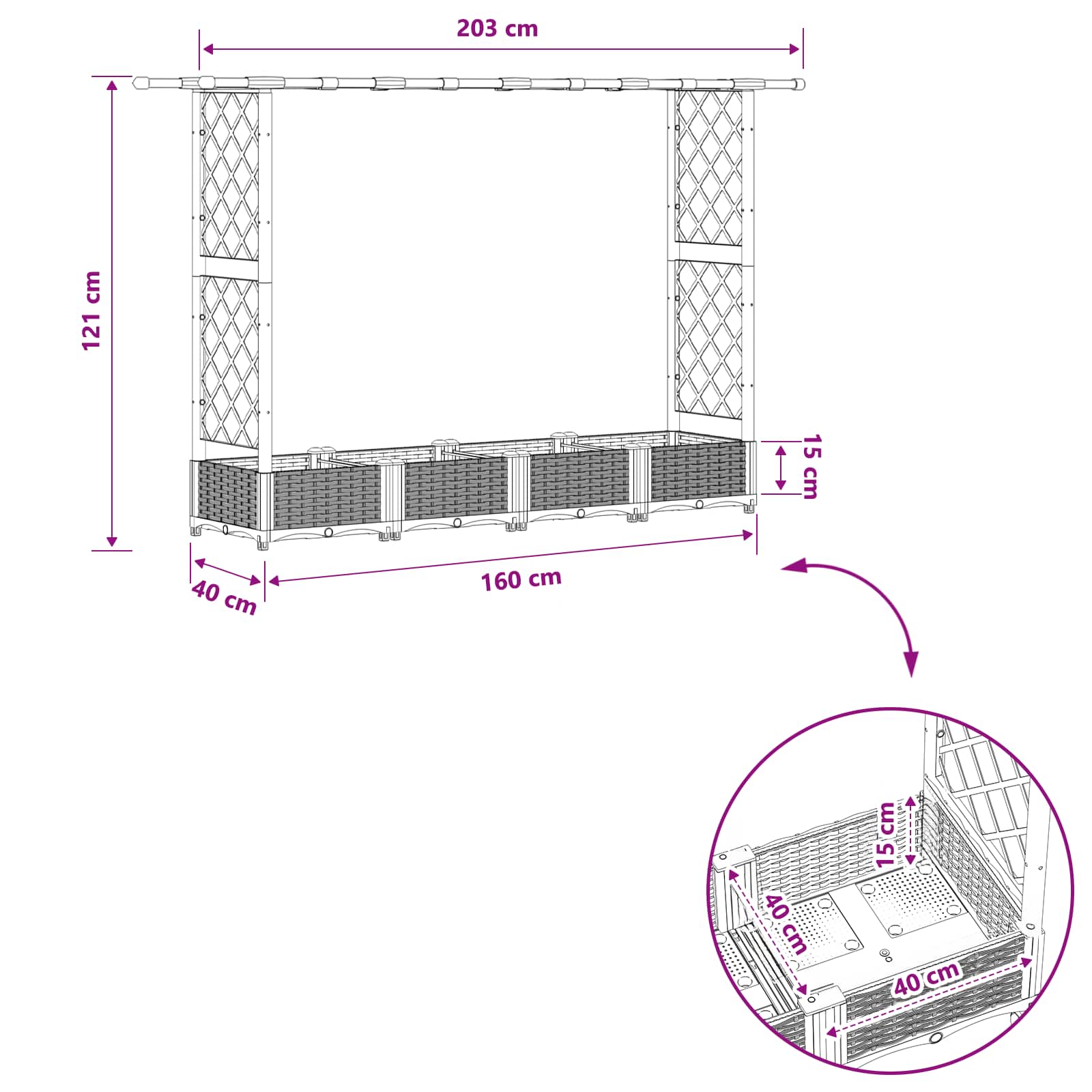 Povišeni krevet s mrežom i krovom Sivi 203 x 40 x 123 cm PP