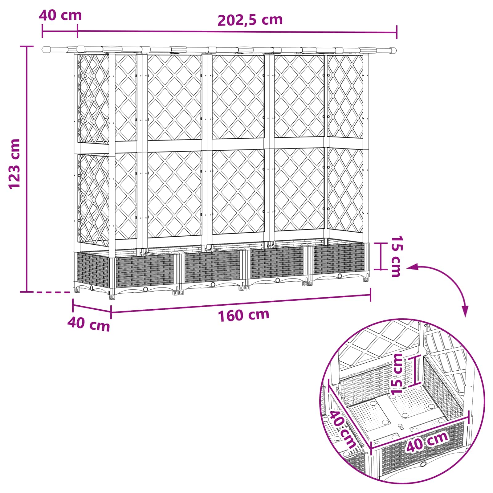 Povišeni krevet s mrežom i krovom Siva 202,5 x 40 x 123 cm PP
