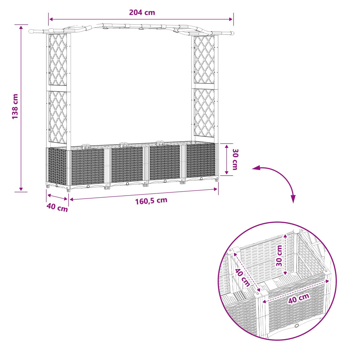 Povišeni krevet s mrežom i krovom Svjetlosiva 204 x 40 x 138 cm